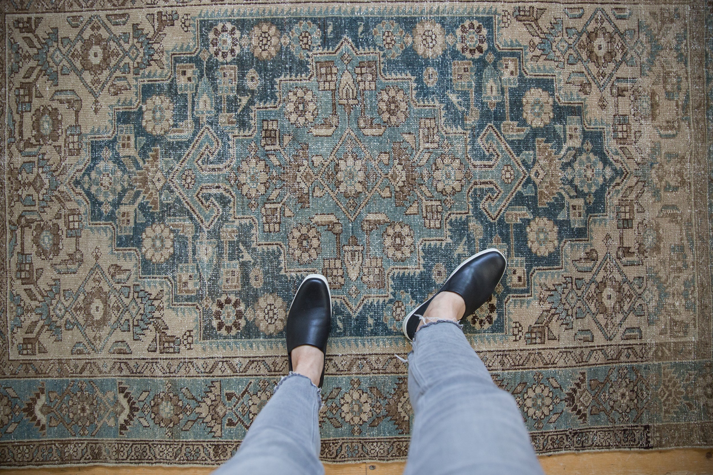 4x6.5 Vintage Distressed Hamadan Rug - Image 2