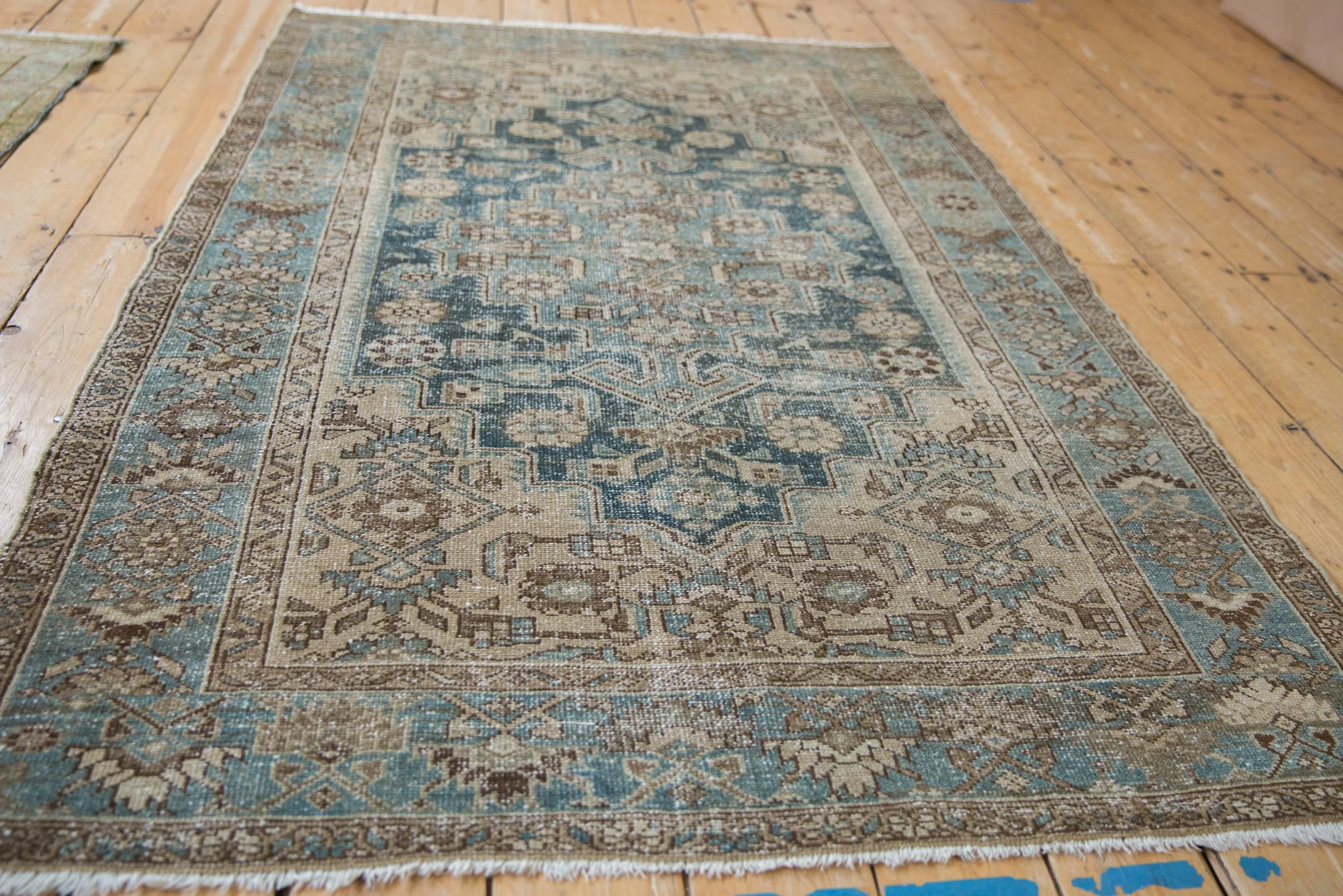 4x6.5 Vintage Distressed Hamadan Rug - Image 6