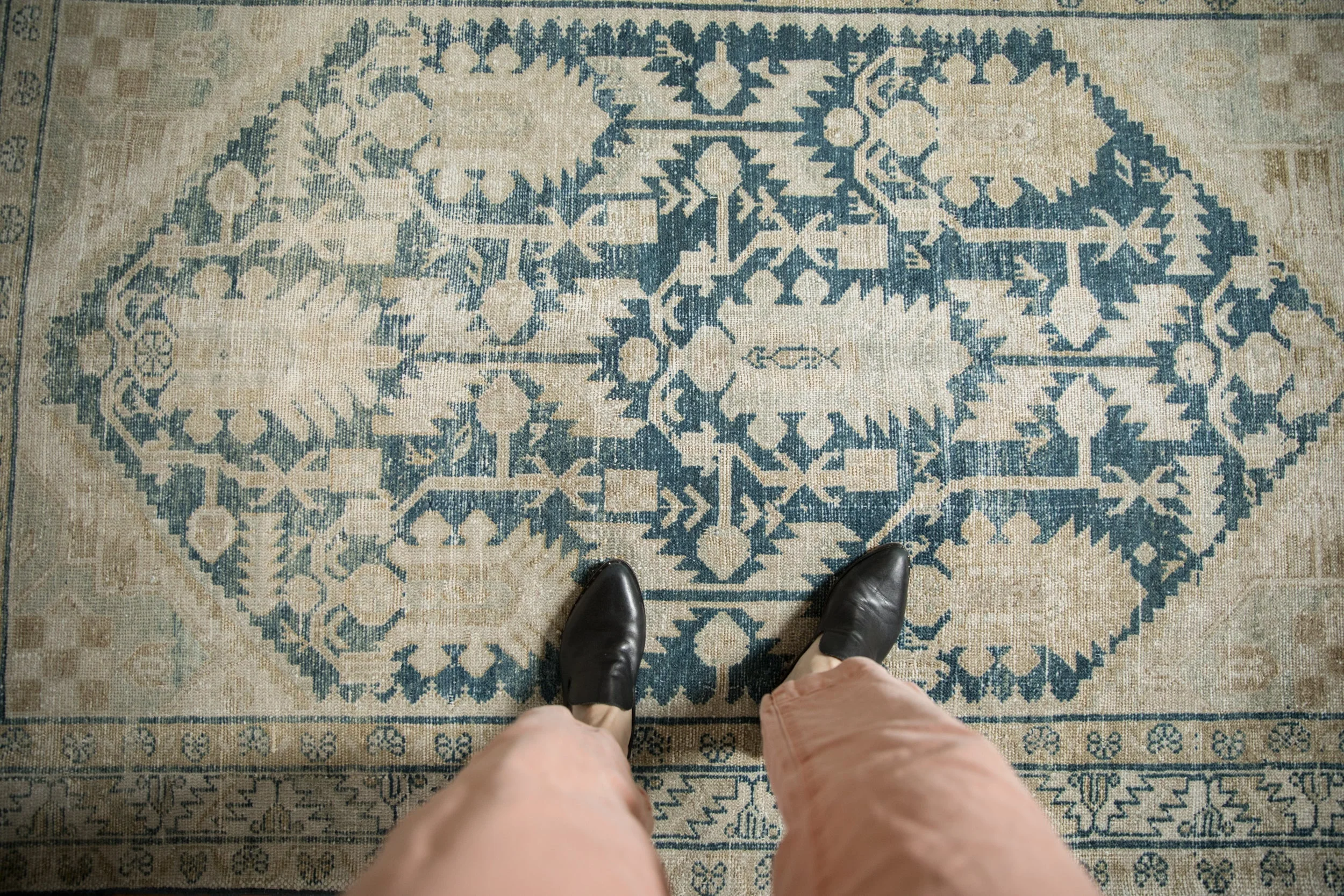 4x6.5 Vintage Distressed Hamadan Rug - Image 2