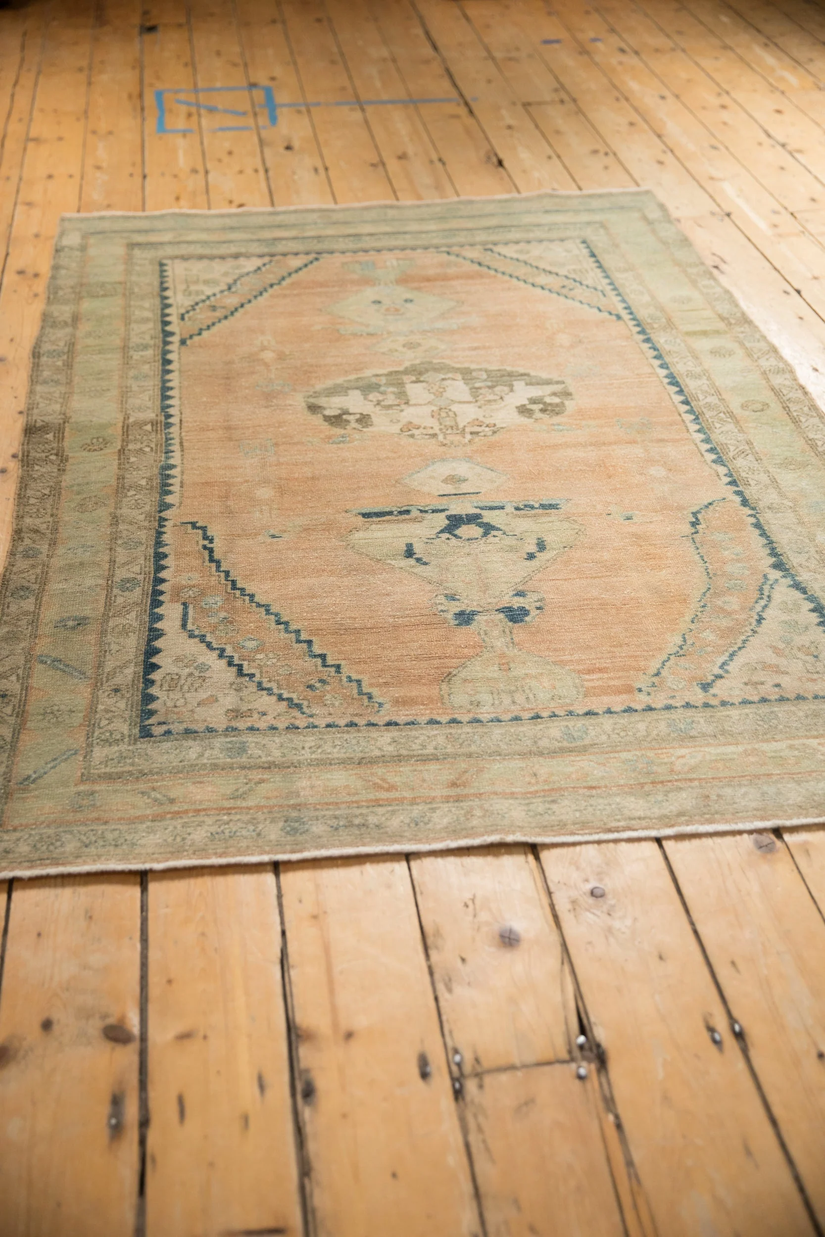 4x6.5 Vintage Distressed Hamadan Rug - Image 9