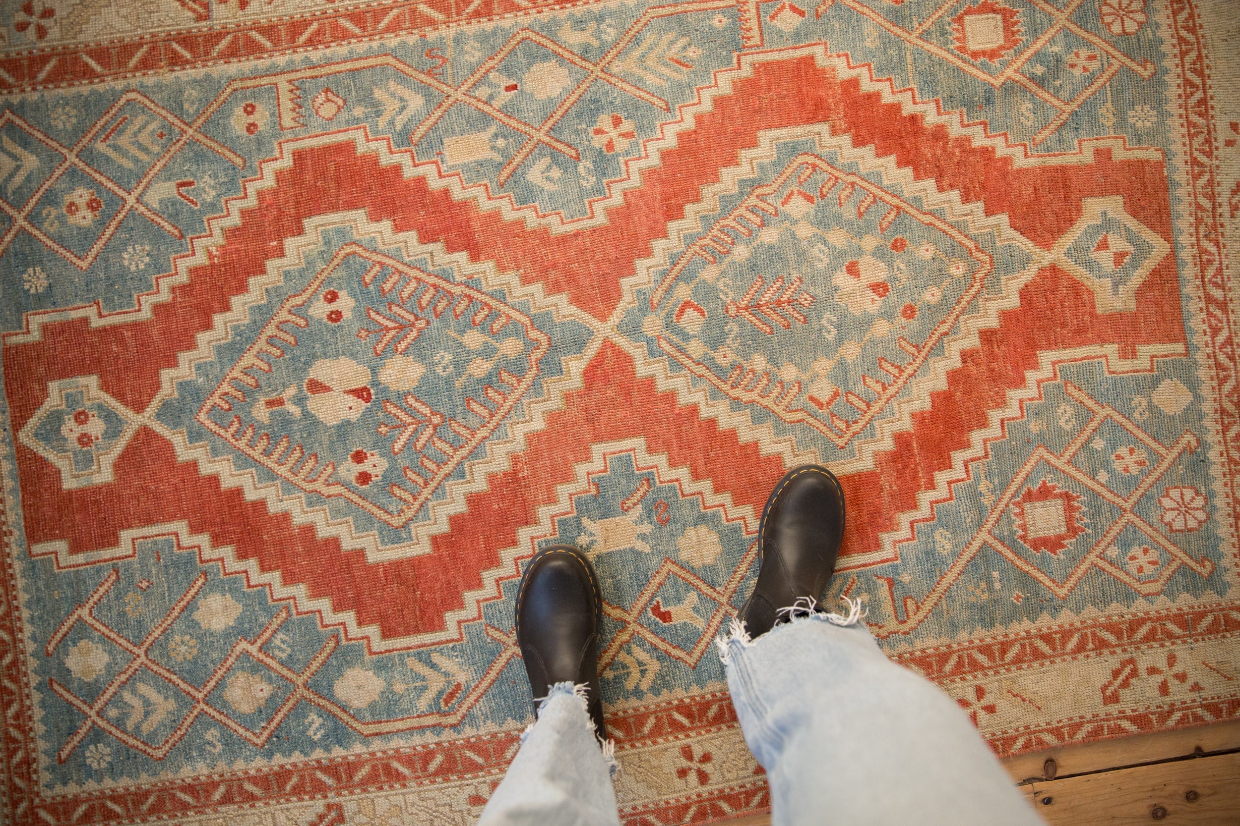 4x6.5 Vintage Distressed Karabagh Rug - Image 2