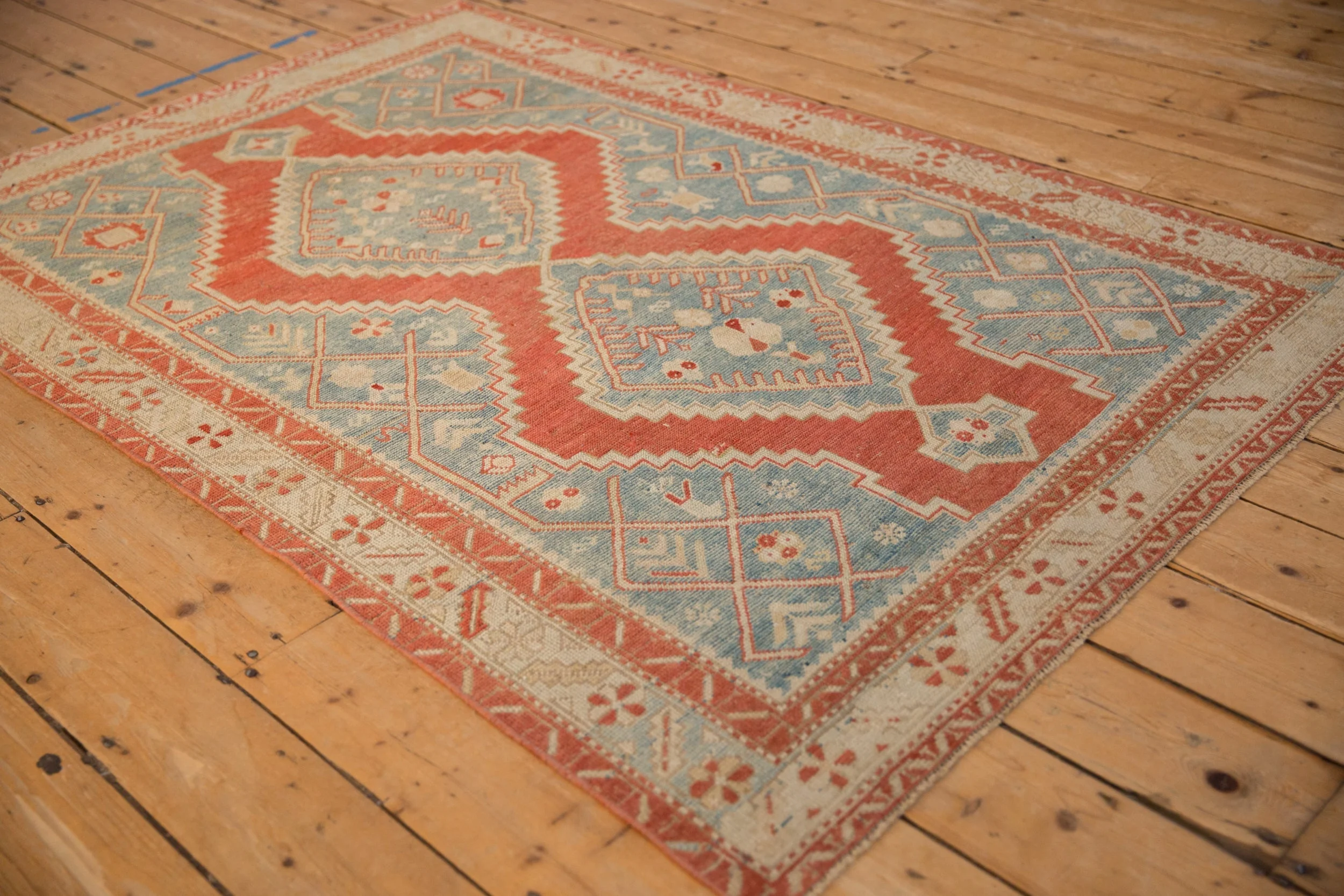 4x6.5 Vintage Distressed Karabagh Rug - Image 4