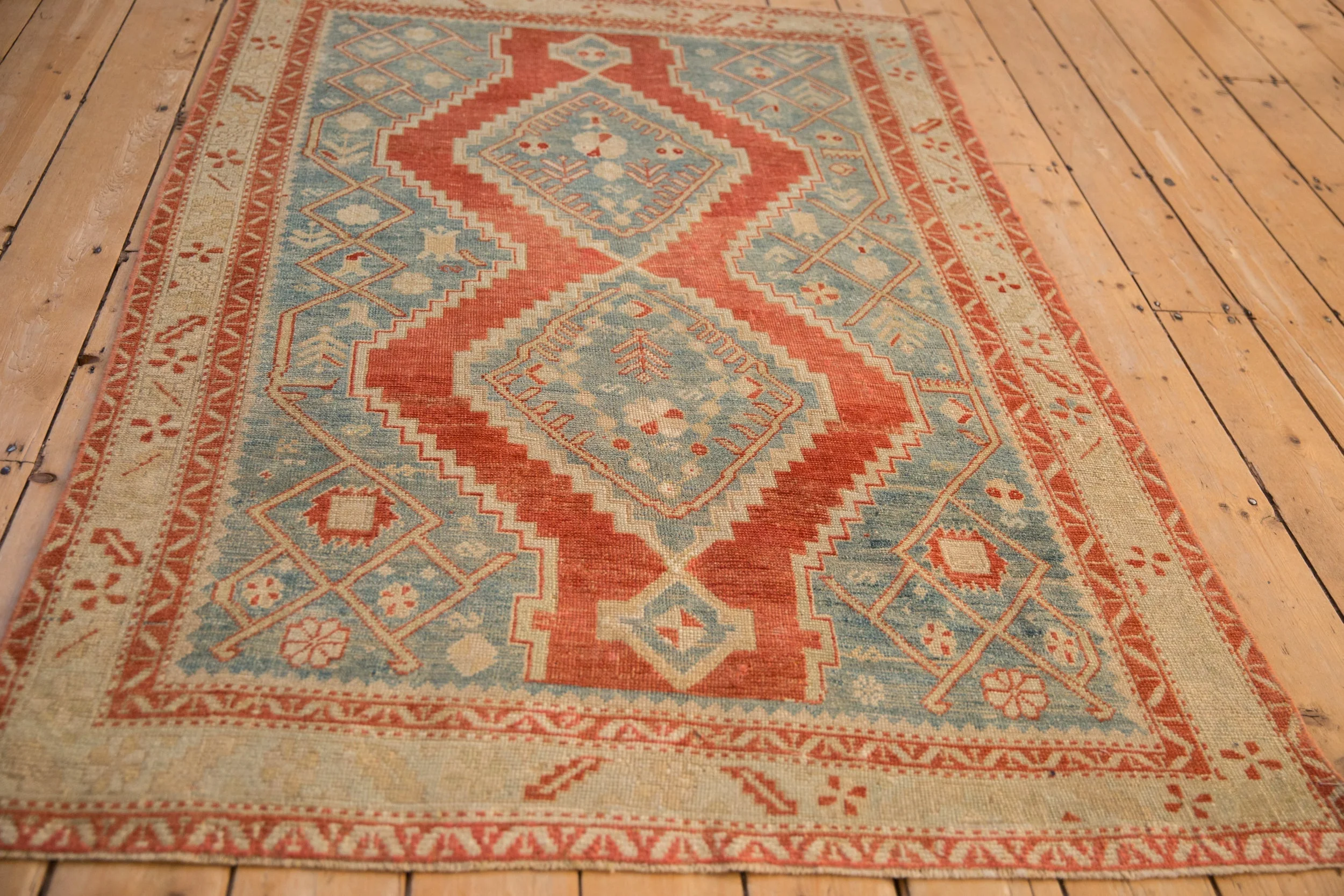 4x6.5 Vintage Distressed Karabagh Rug - Image 8