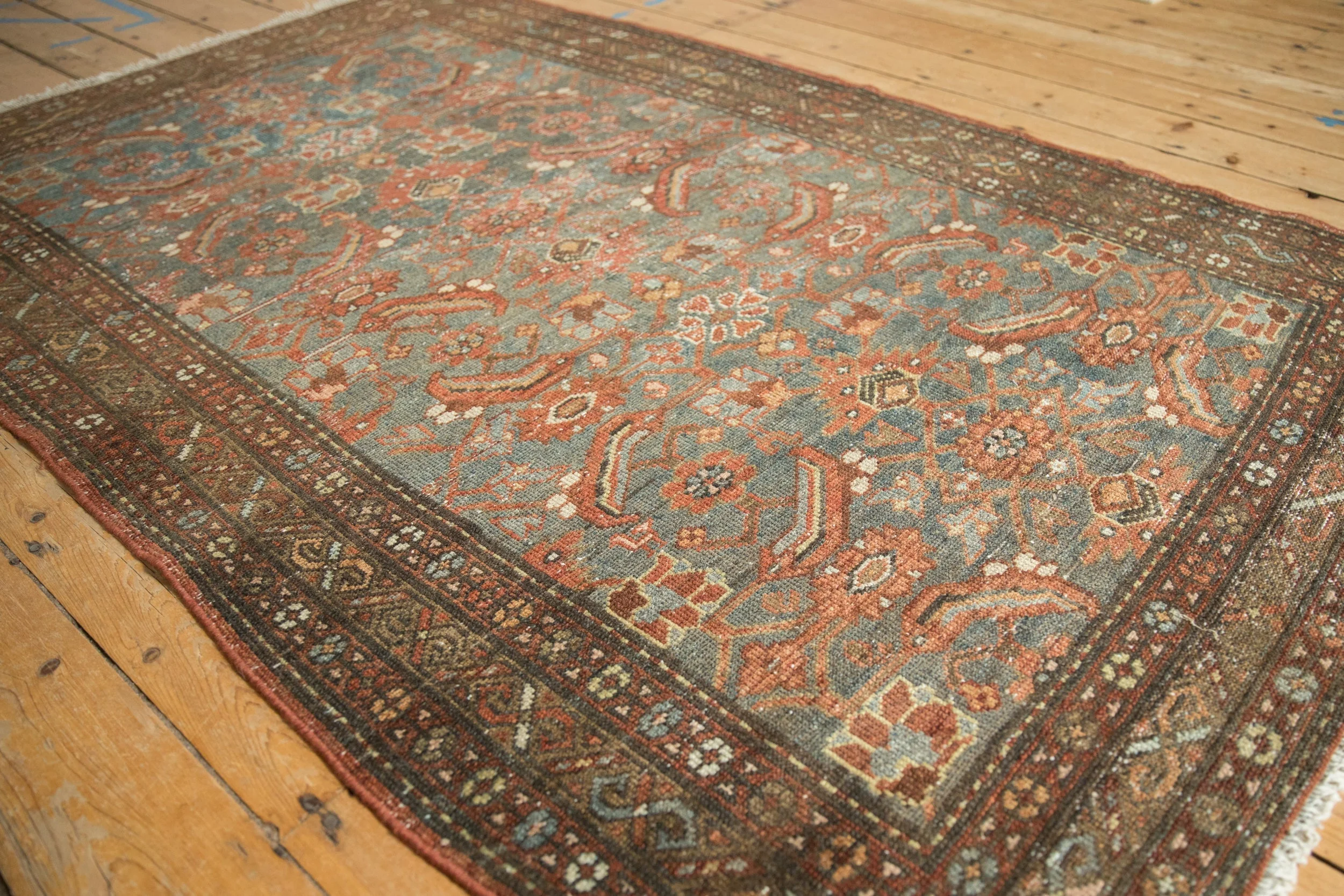 4x6.5 Vintage Distressed Malayer Rug - Image 4