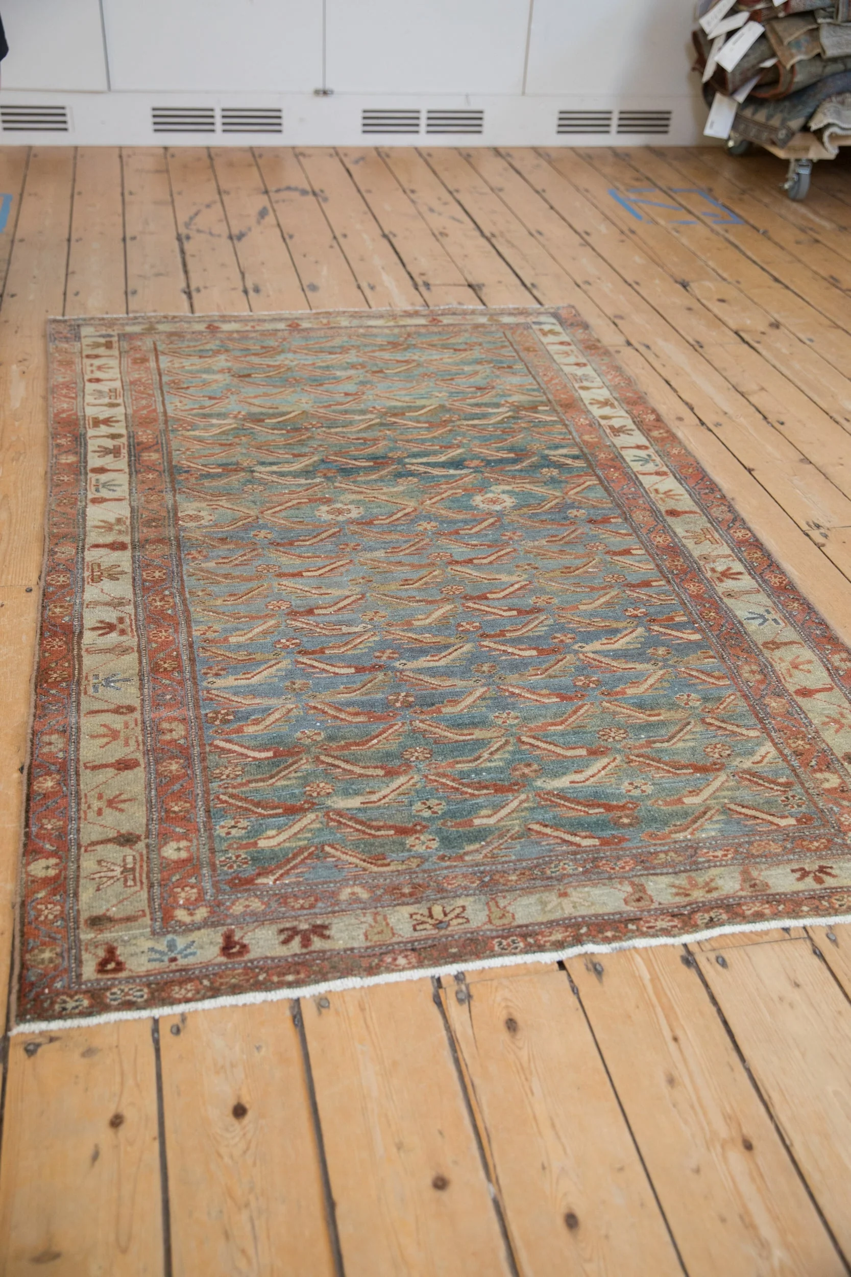 4x6.5 Vintage Distressed Malayer Rug - Image 4