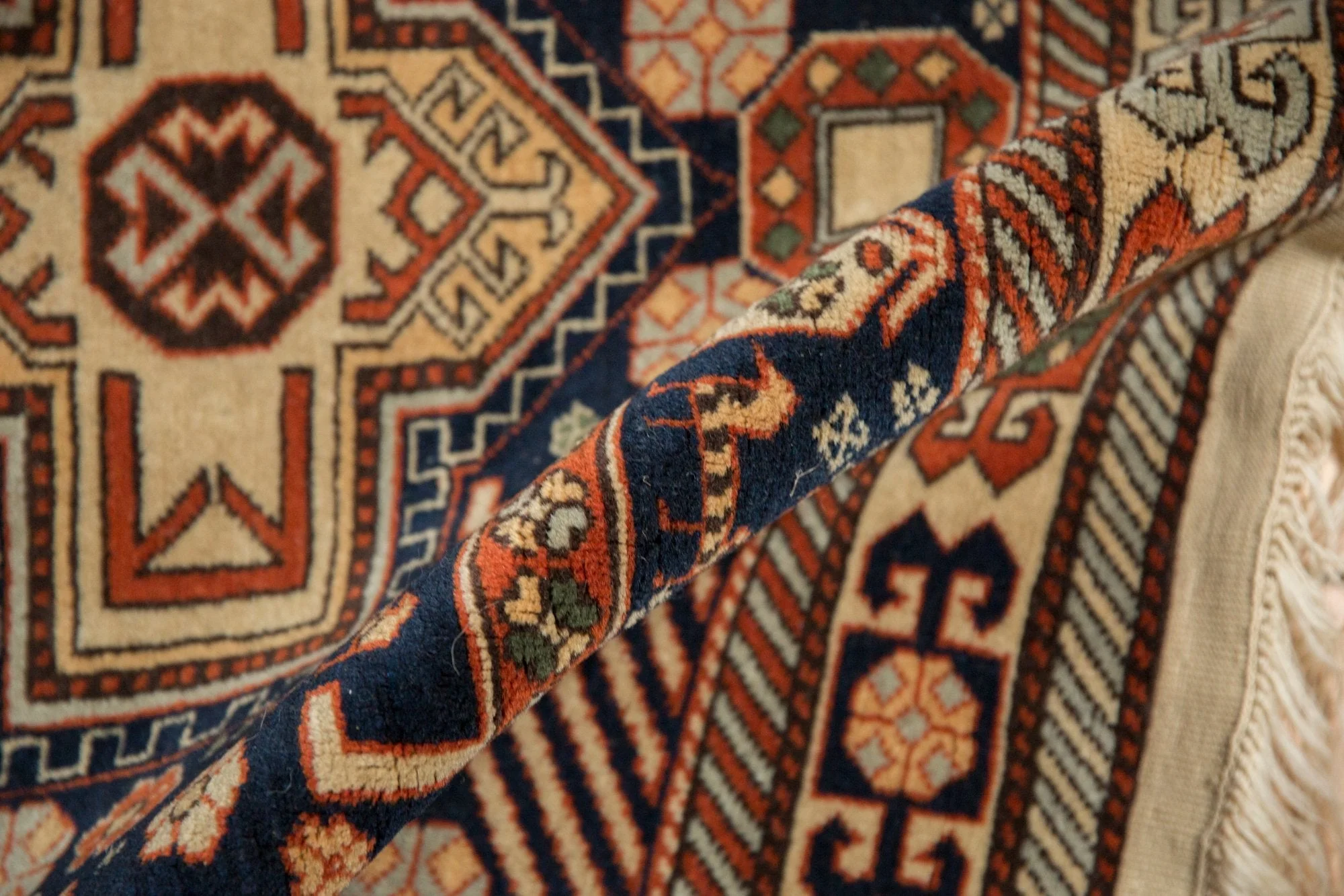 4x6.5 Vintage Romanian Akstafa Design Rug - Image 10