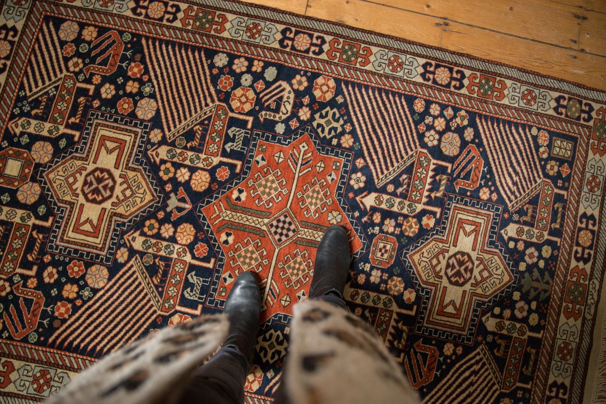 4x6.5 Vintage Romanian Akstafa Design Rug - Image 2