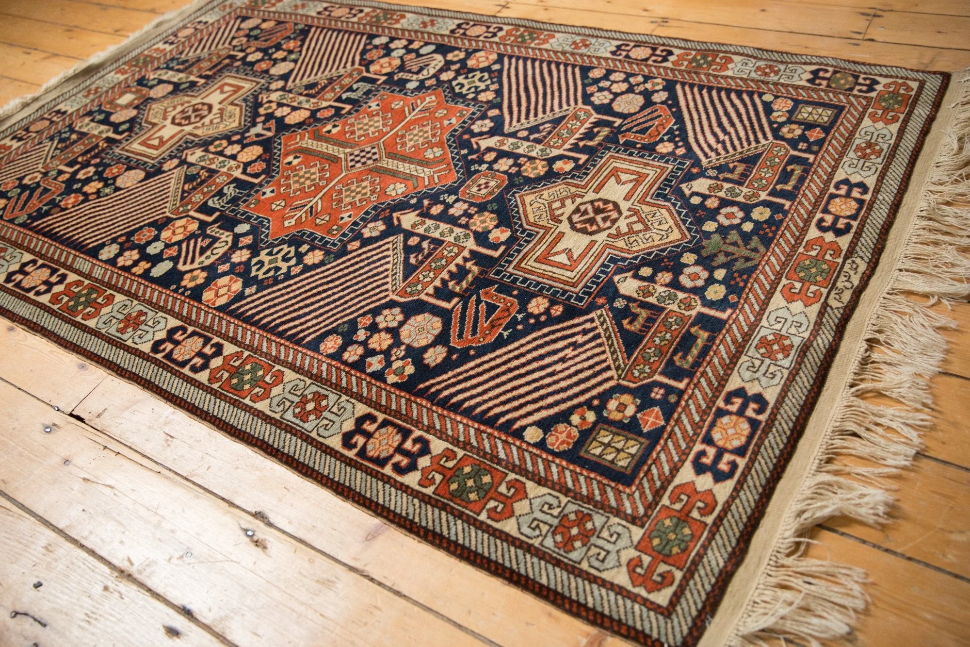 4x6.5 Vintage Romanian Akstafa Design Rug - Image 3