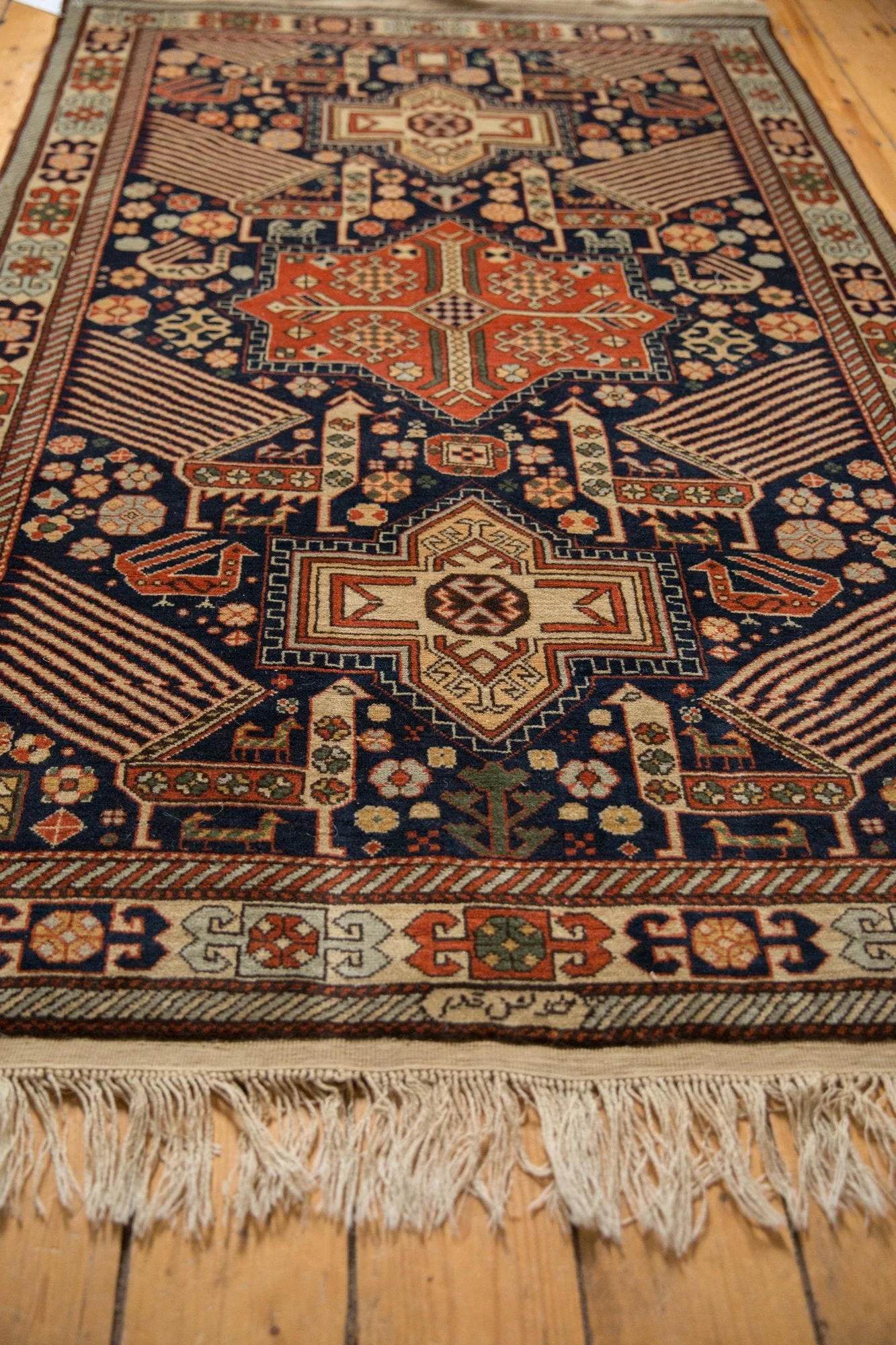 4x6.5 Vintage Romanian Akstafa Design Rug - Image 6