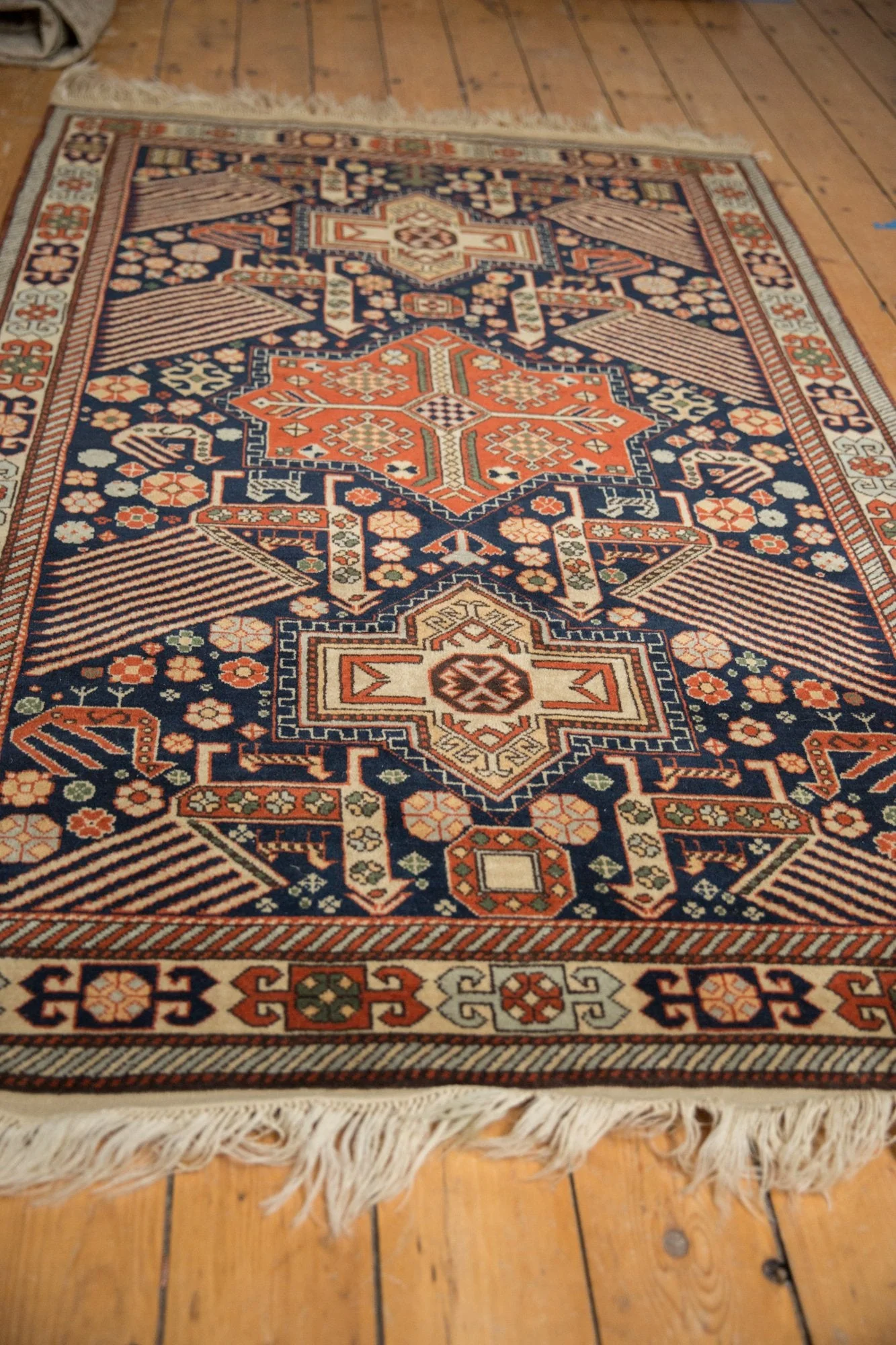 4x6.5 Vintage Romanian Akstafa Design Rug - Image 8