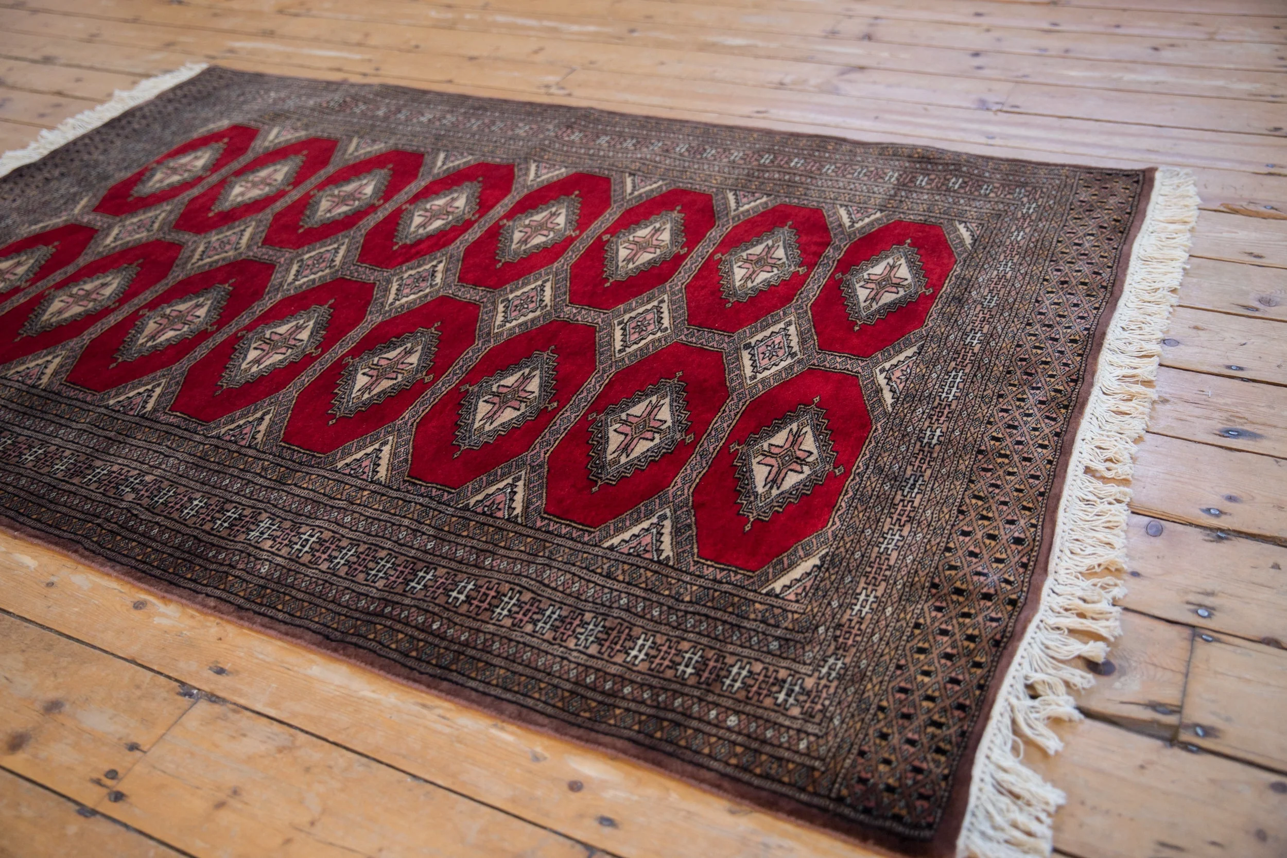 4x6 Vintage Fine Pakistani Turkmen Design Rug - Image 3