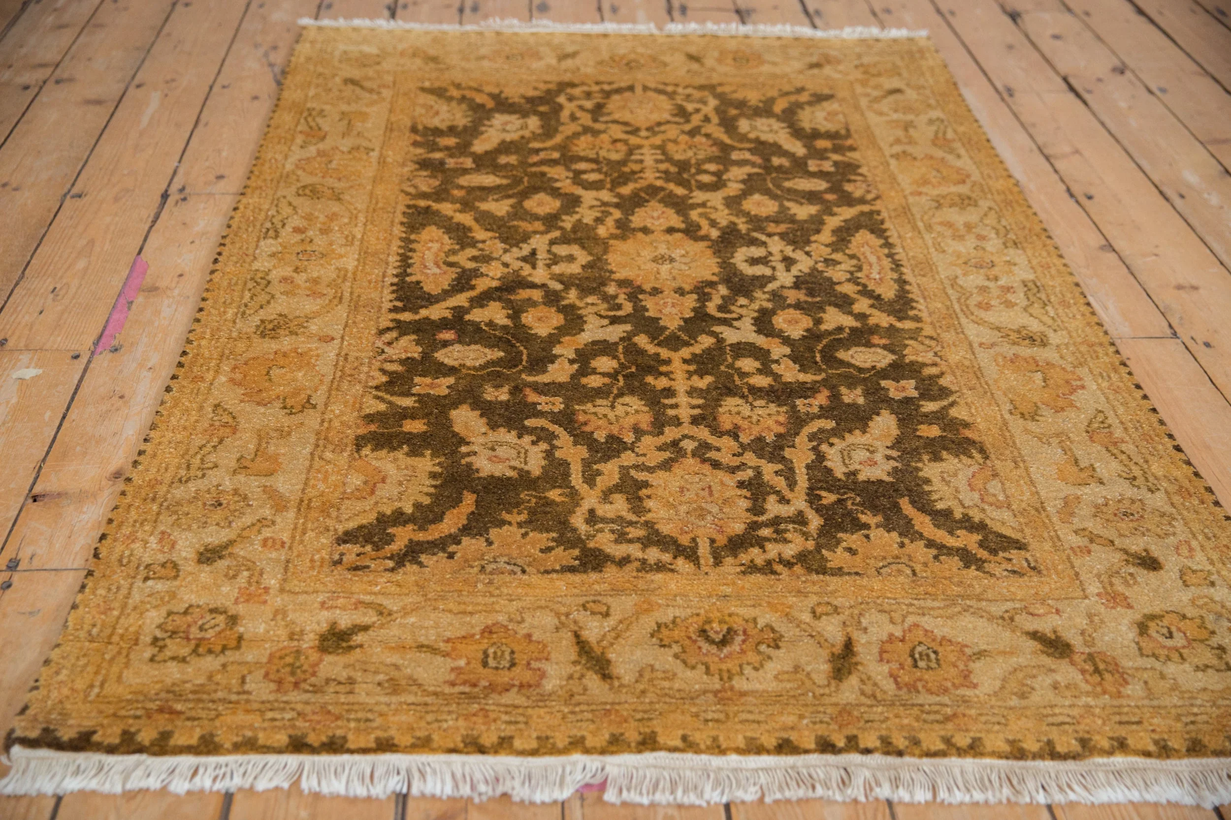 4x6 Vintage Gold Wash Indian Oushak Design Rug - Image 4