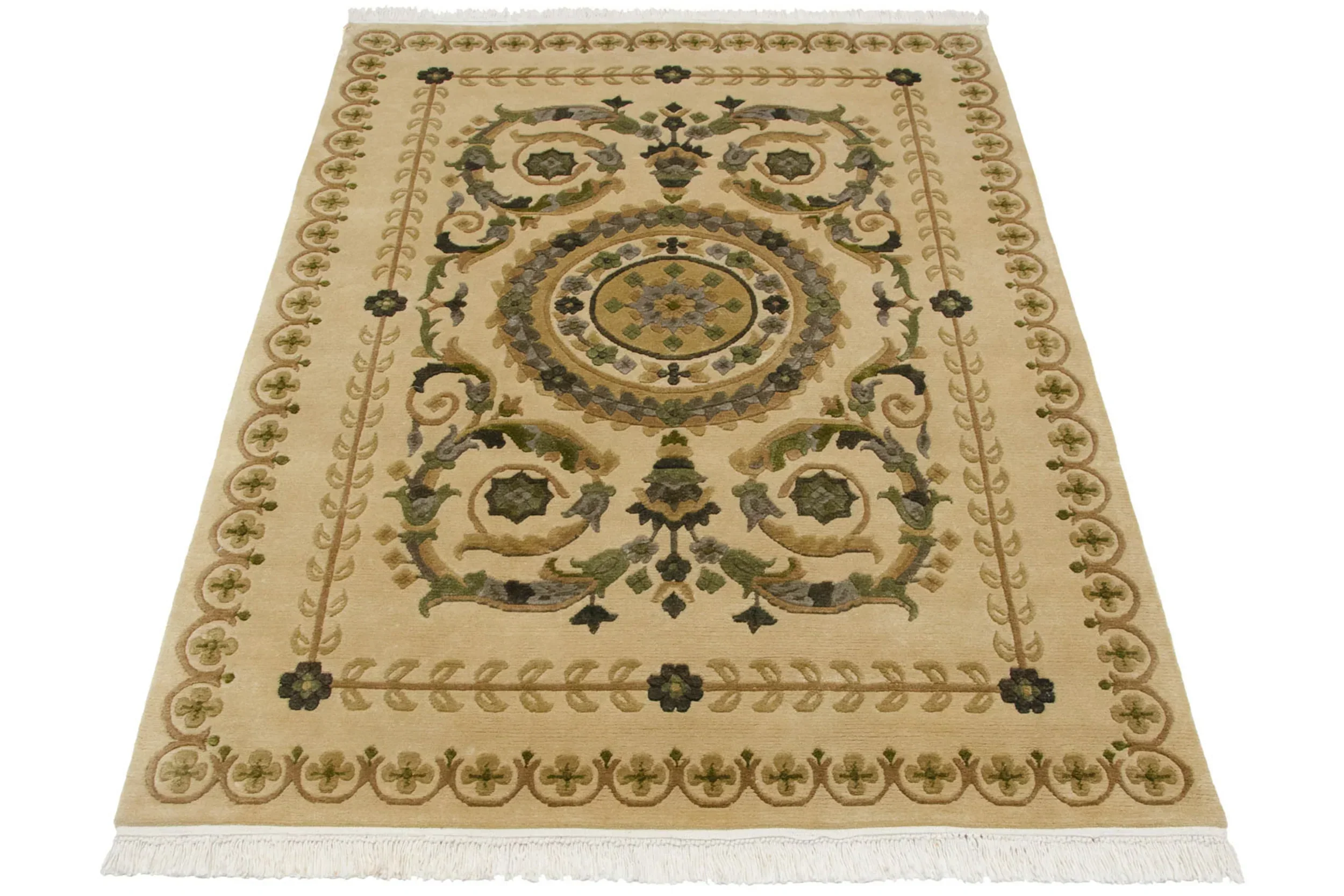4x6 Vintage Indian Savonnerie Design Rug - Image 4