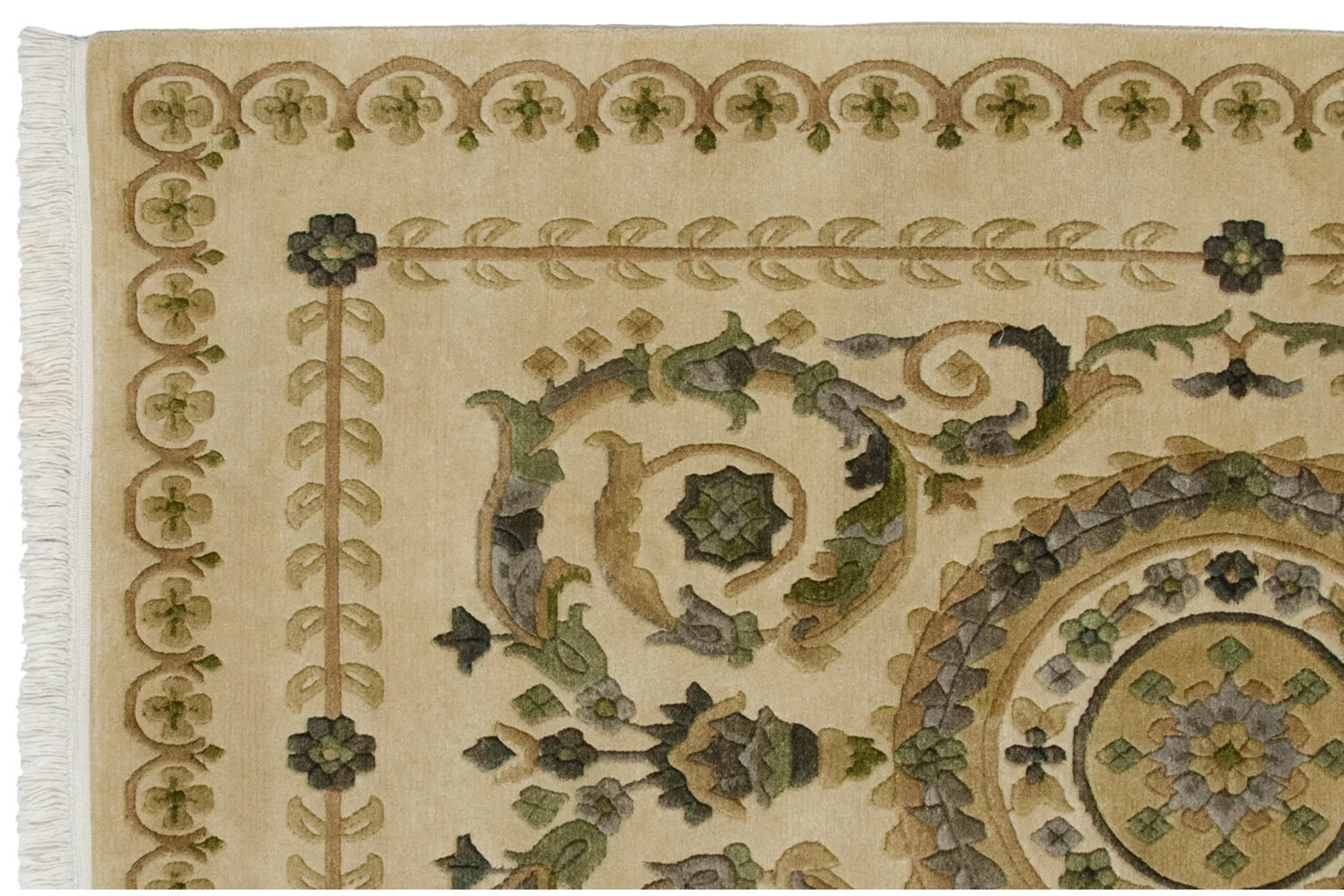 4x6 Vintage Indian Savonnerie Design Rug - Image 7