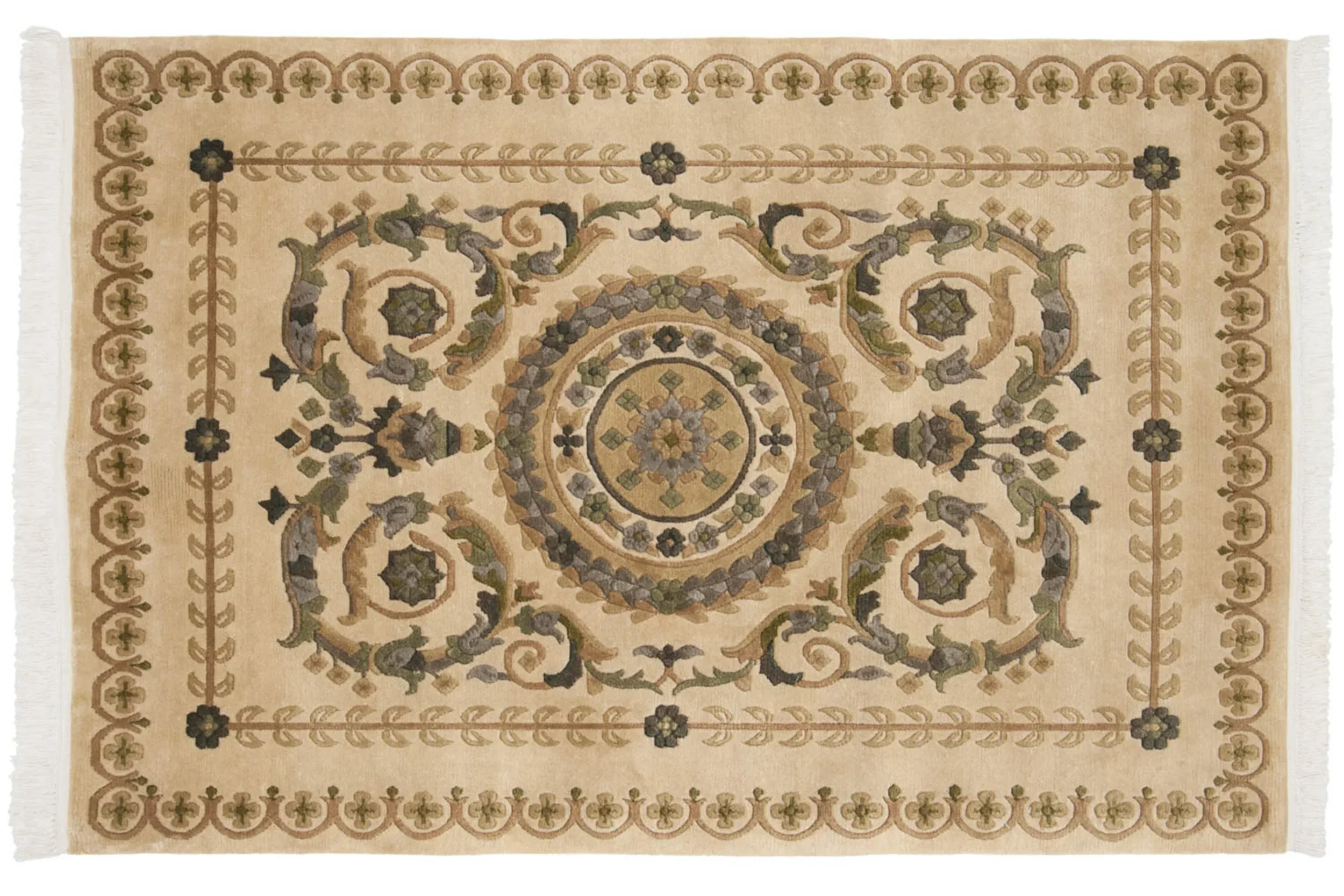 4x6 Vintage Indian Savonnerie Design Rug - Image 9