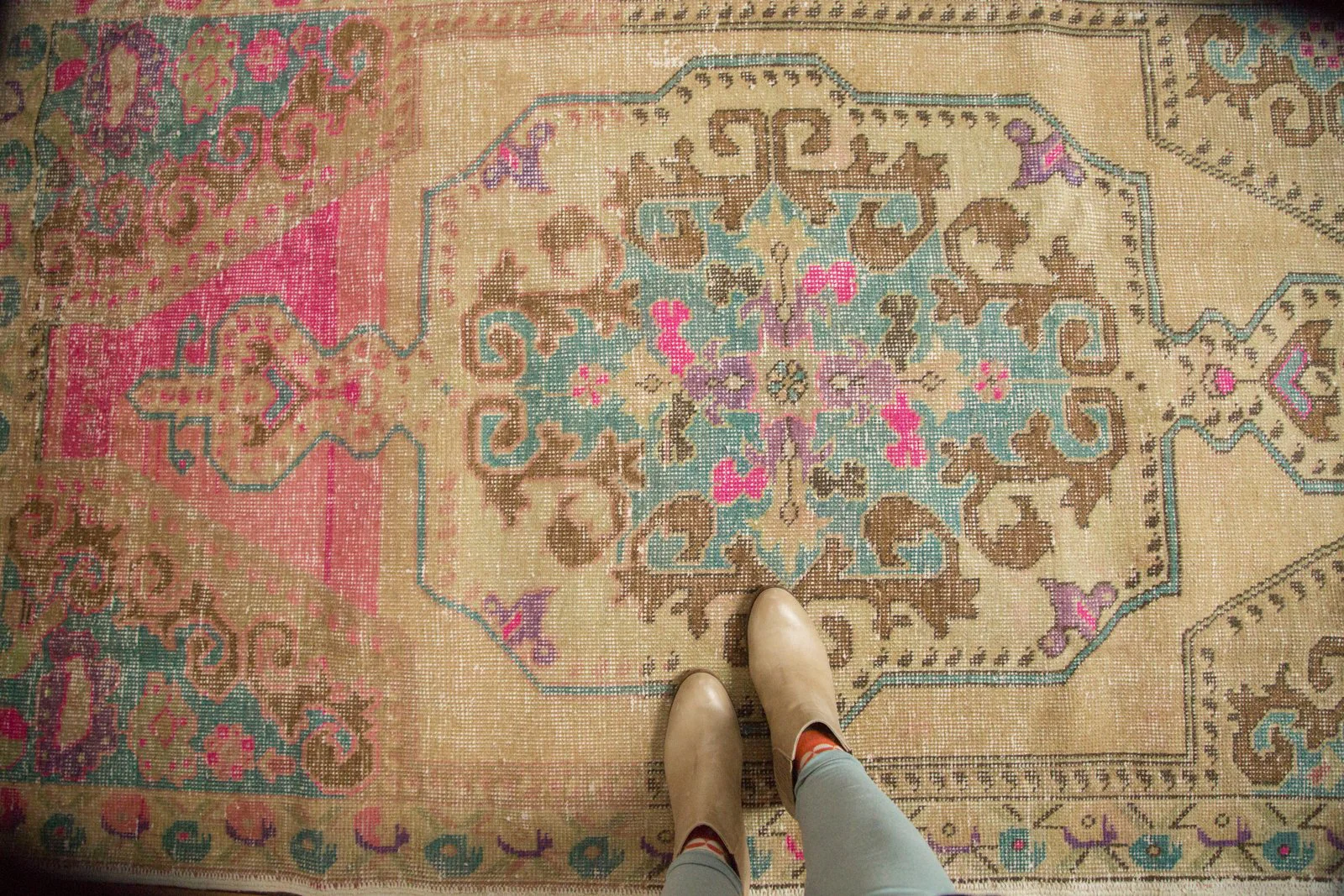 4x7.5 Vintage Distressed Oushak Rug - Image 2