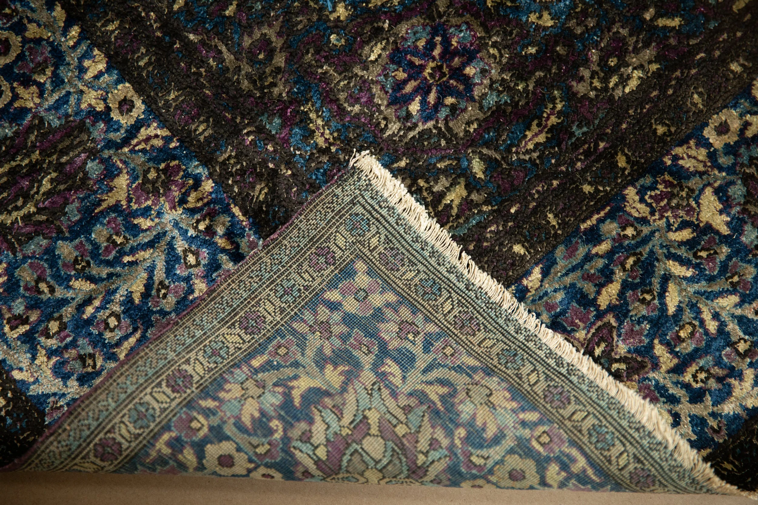4x7 Antique Silk Kashan Rug - Image 11