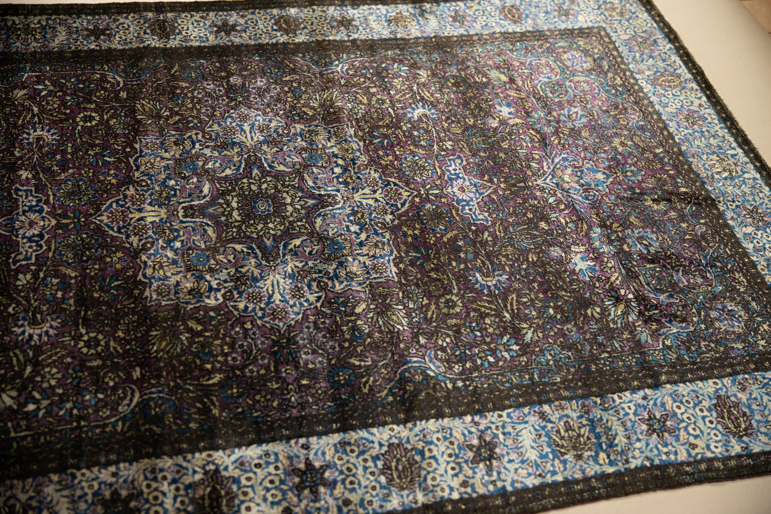 4x7 Antique Silk Kashan Rug - Image 12