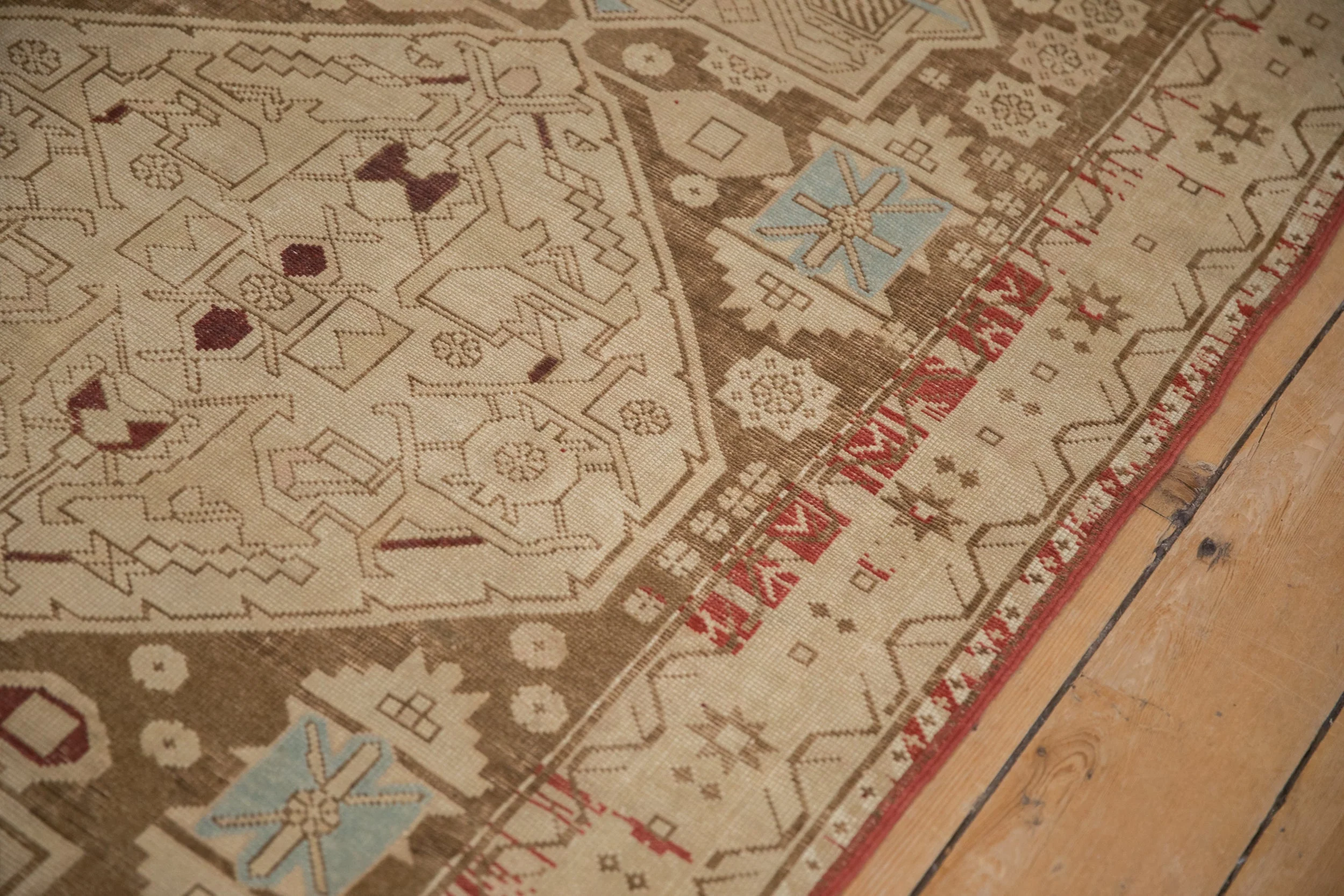 4x9.5 Antique Distressed Caucasian Rug Runner - Image 7