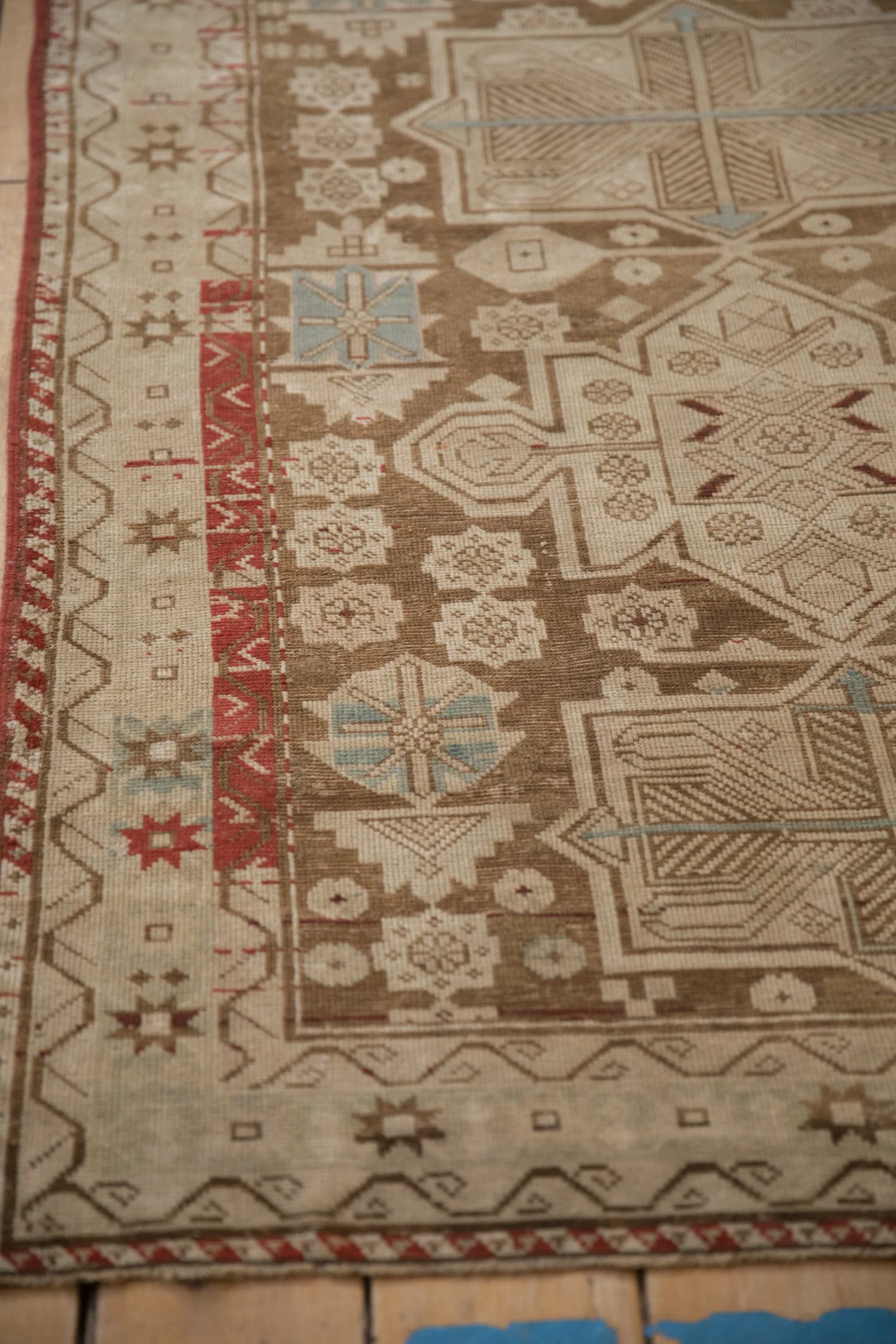 4x9.5 Antique Distressed Caucasian Rug Runner - Image 9