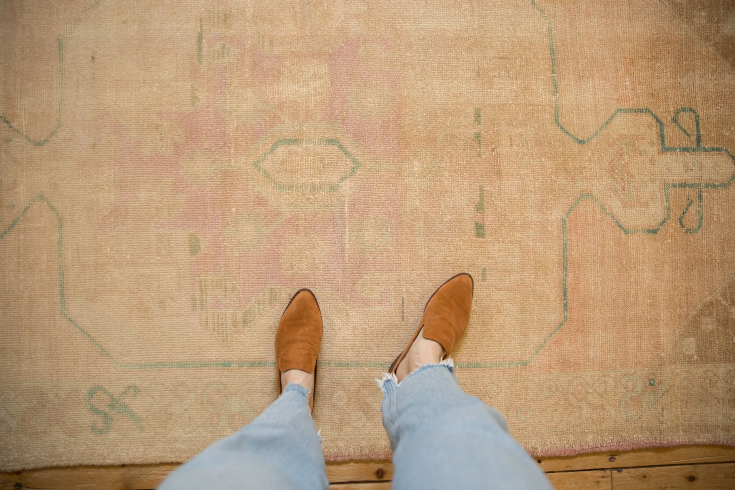 4x9.5 Vintage Distressed Oushak Rug Runner - Image 2