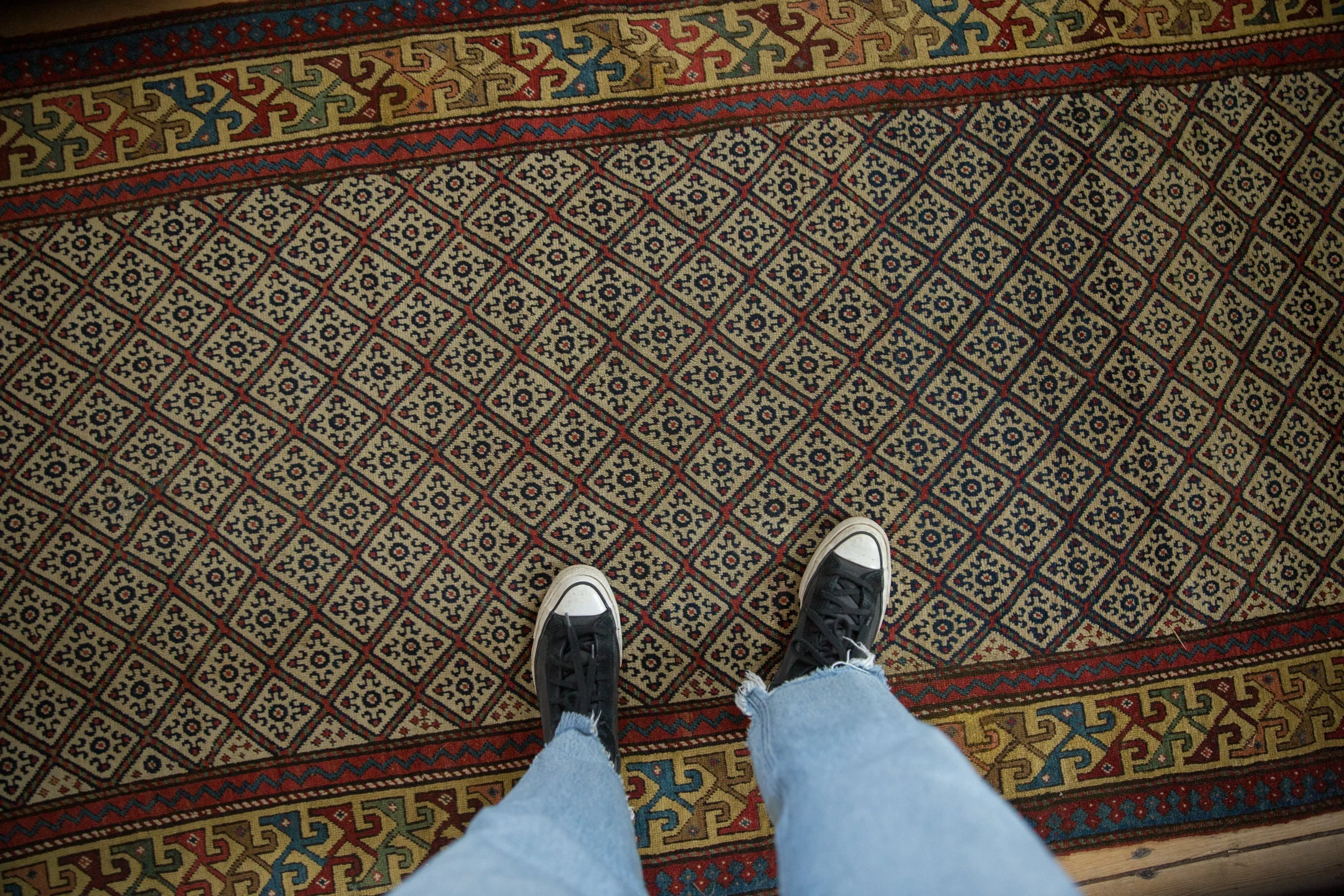4x9 Antique Caucasian Rug Runner - Image 2