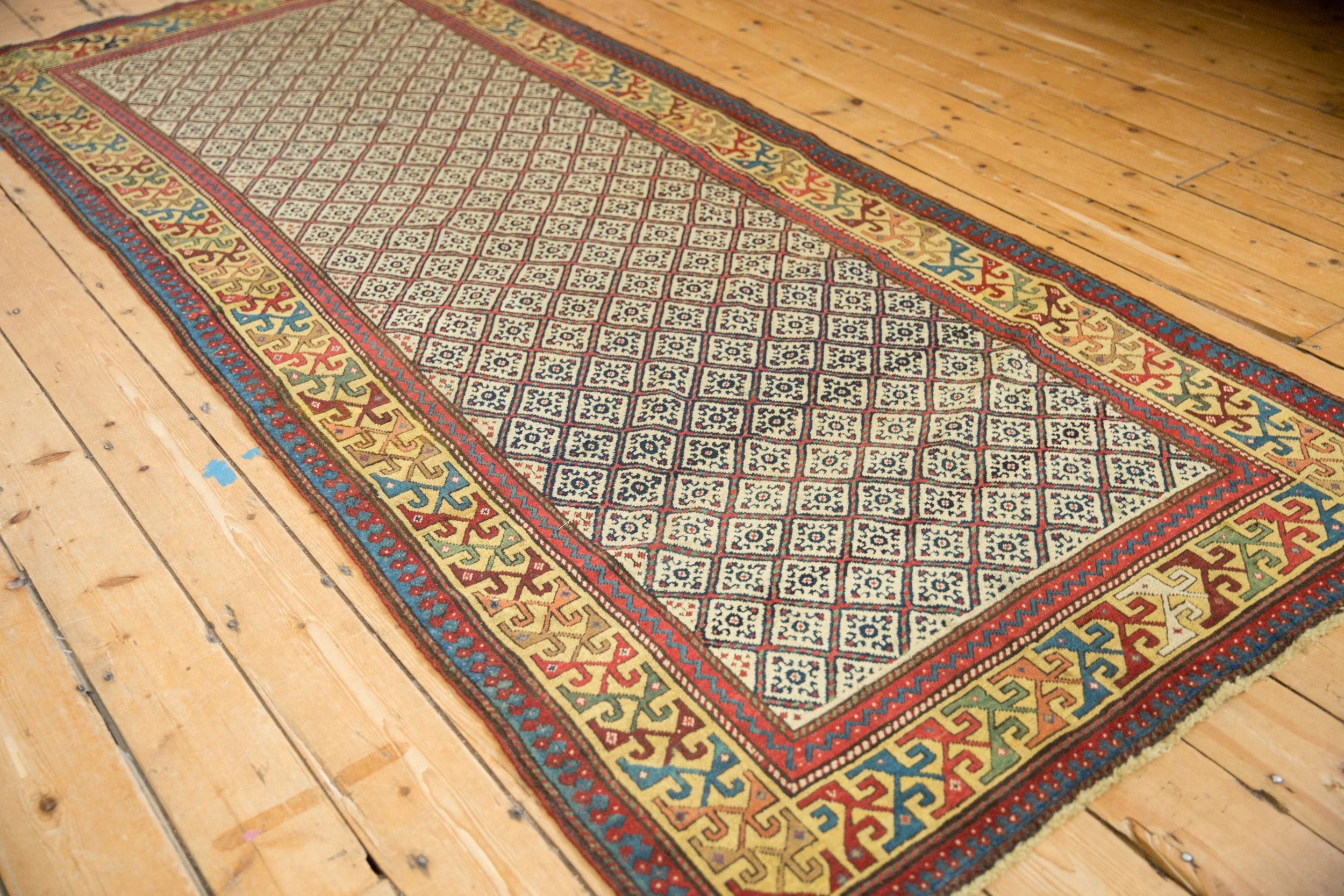 4x9 Antique Caucasian Rug Runner - Image 4