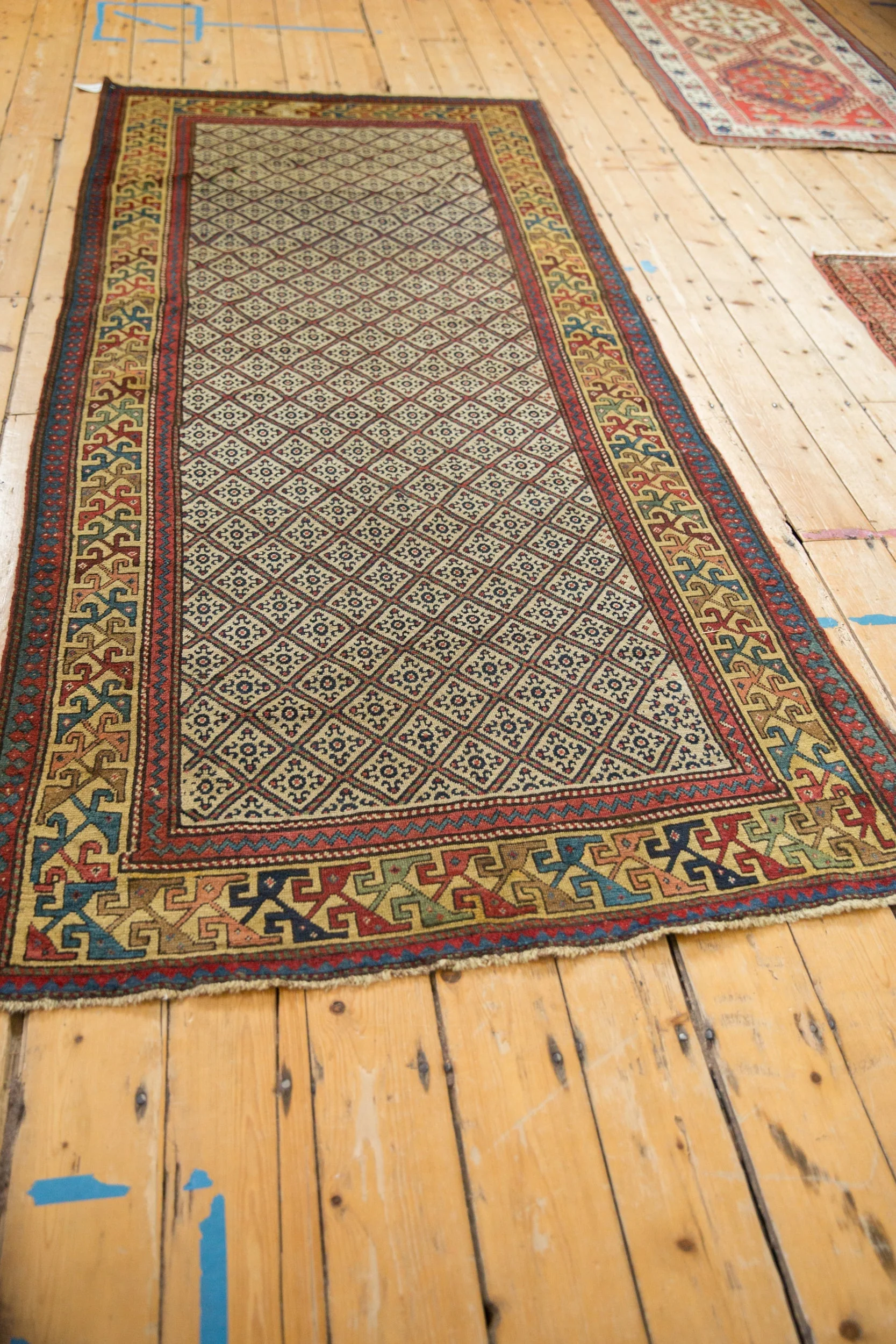 4x9 Antique Caucasian Rug Runner - Image 7