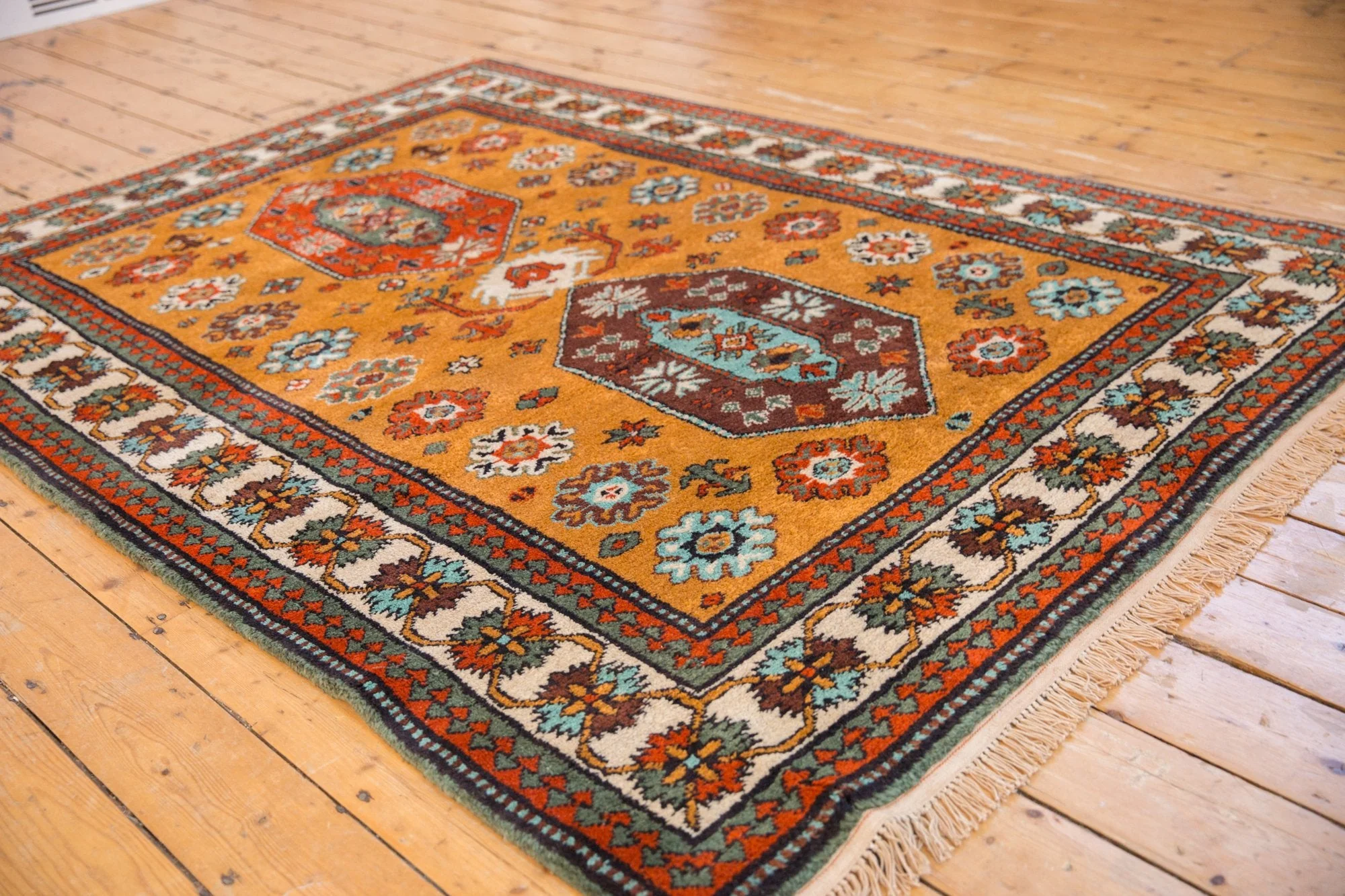 5.5x7.5 Vintage Siberian Kazak Design Carpet - Image 3