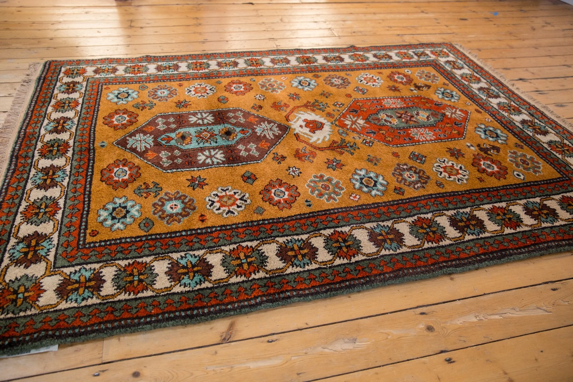 5.5x7.5 Vintage Siberian Kazak Design Carpet - Image 7