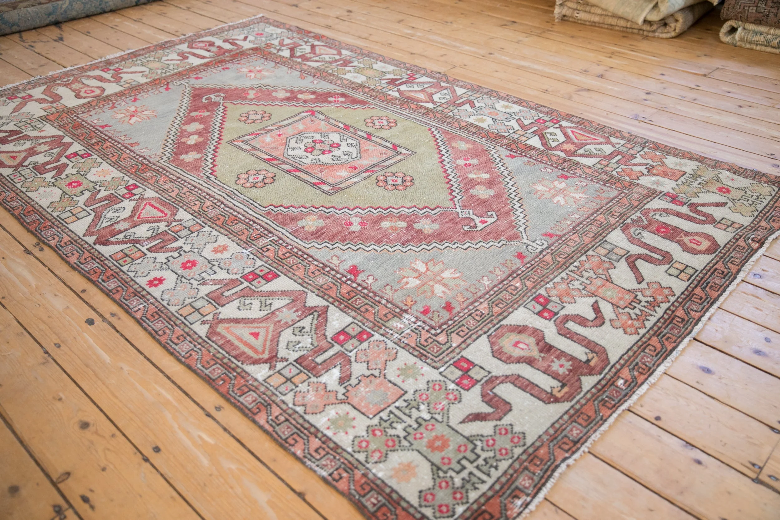 5.5x8.5 Vintage Distressed Oushak Carpet - Image 4