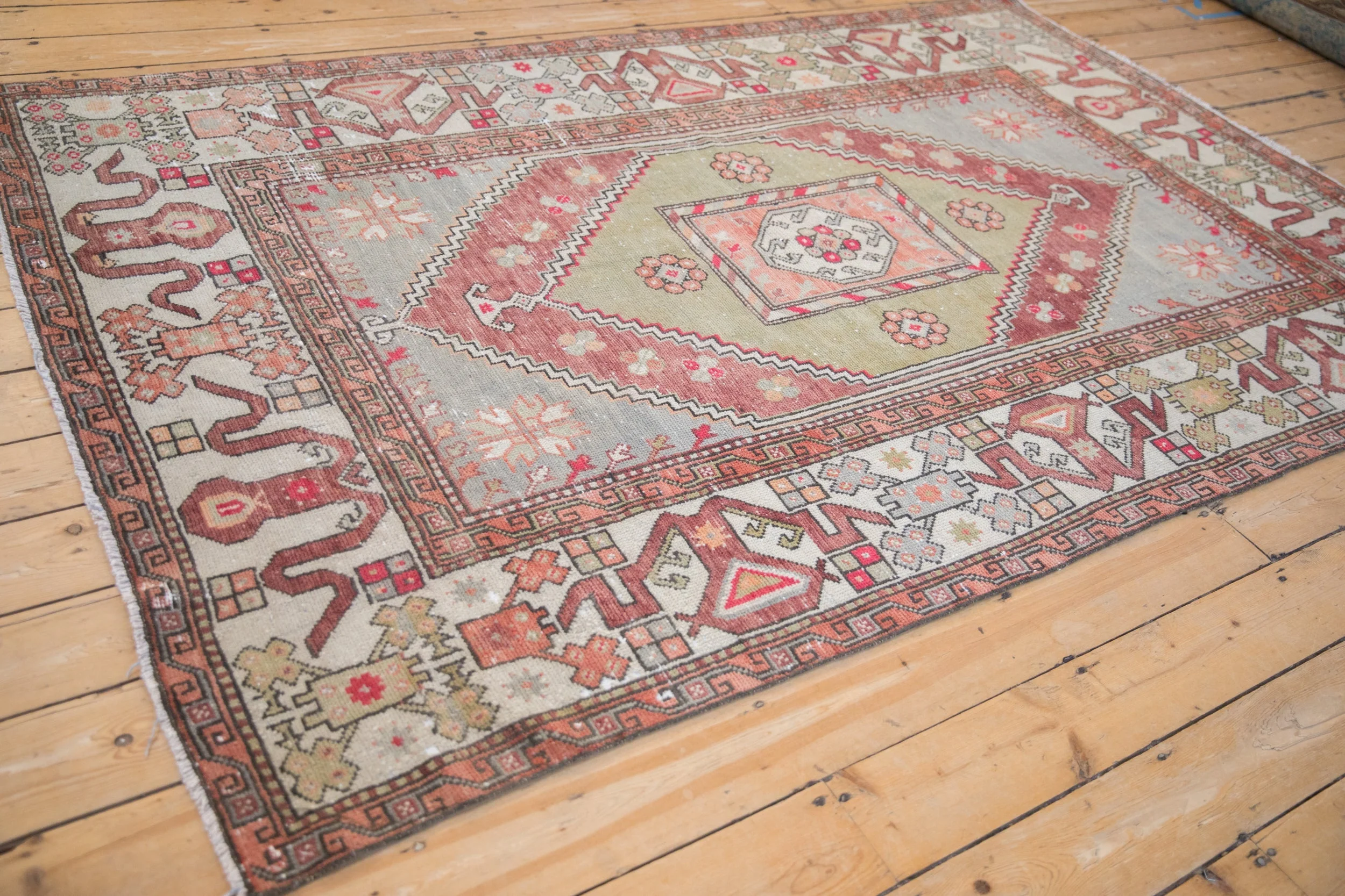 5.5x8.5 Vintage Distressed Oushak Carpet - Image 6