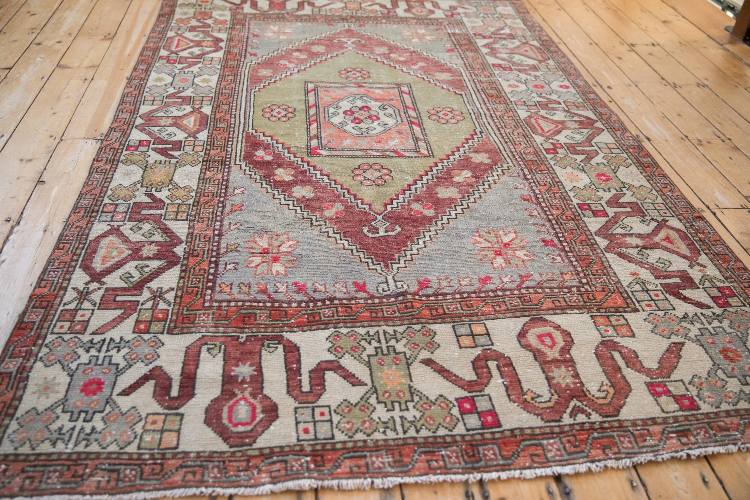 5.5x8.5 Vintage Distressed Oushak Carpet - Image 8
