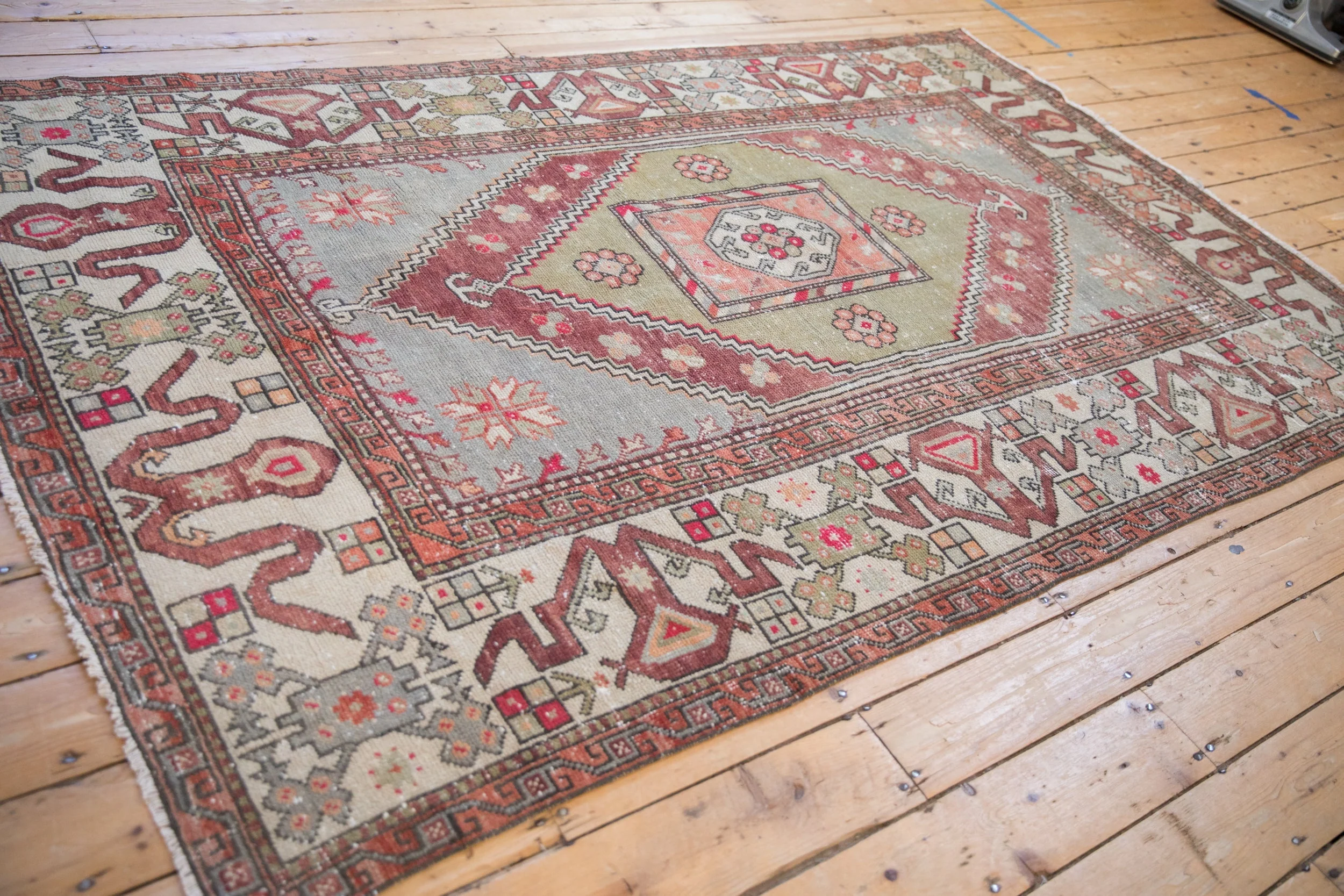 5.5x8.5 Vintage Distressed Oushak Carpet - Image 9