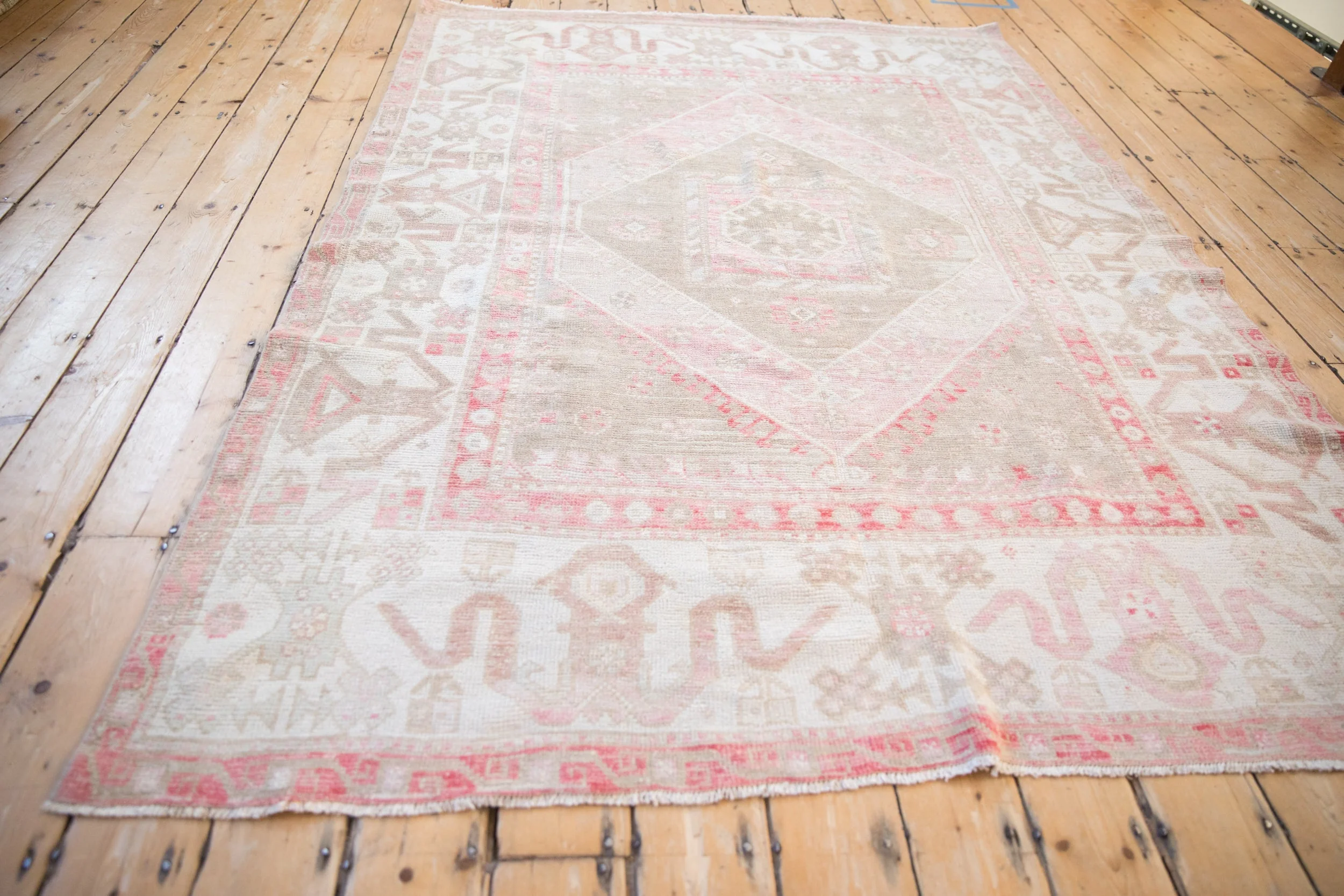 5.5x8 Vintage Distressed Oushak Carpet - Image 8