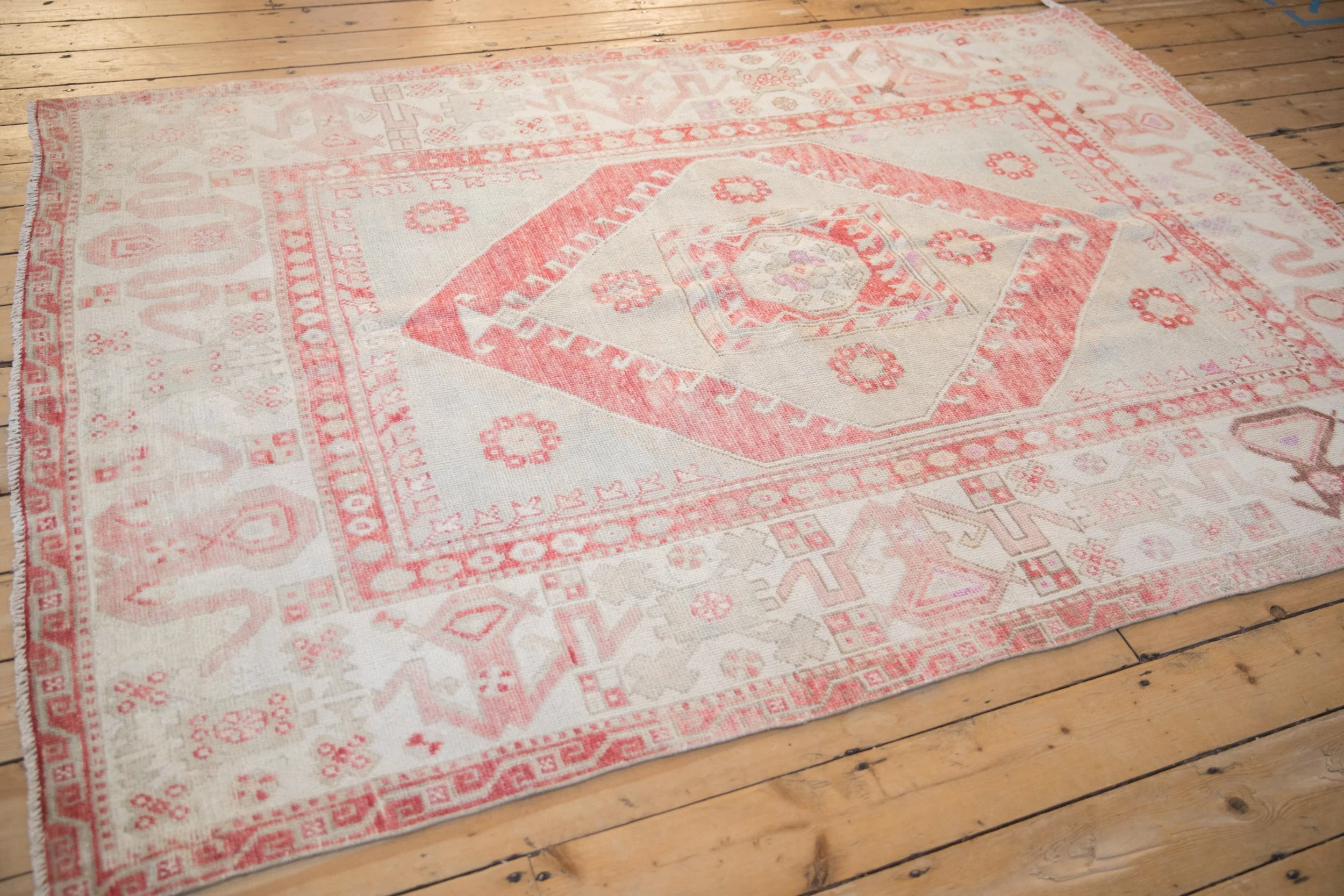 5.5x8 Vintage Distressed Oushak Carpet - Image 7