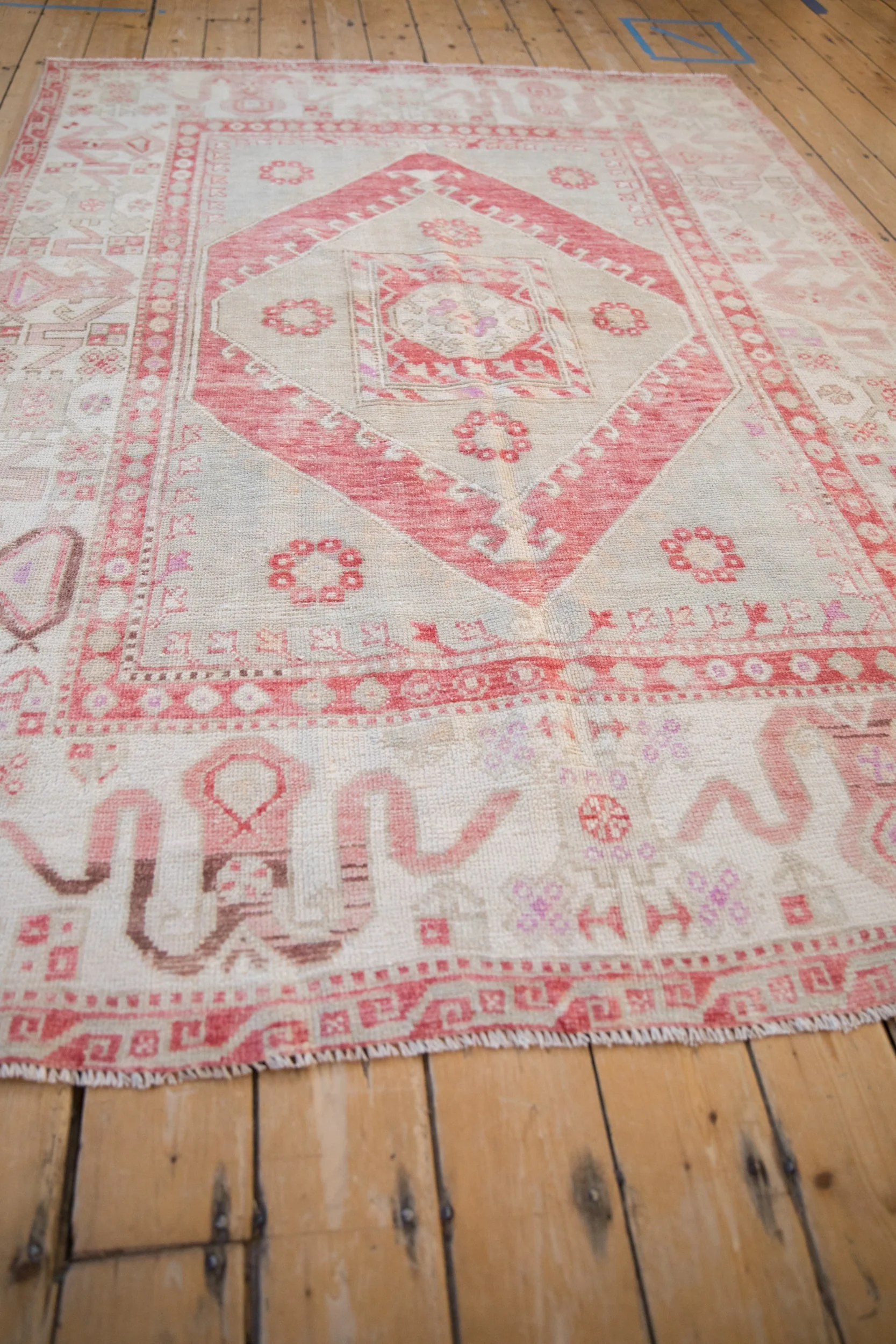 5.5x8 Vintage Distressed Oushak Carpet - Image 8