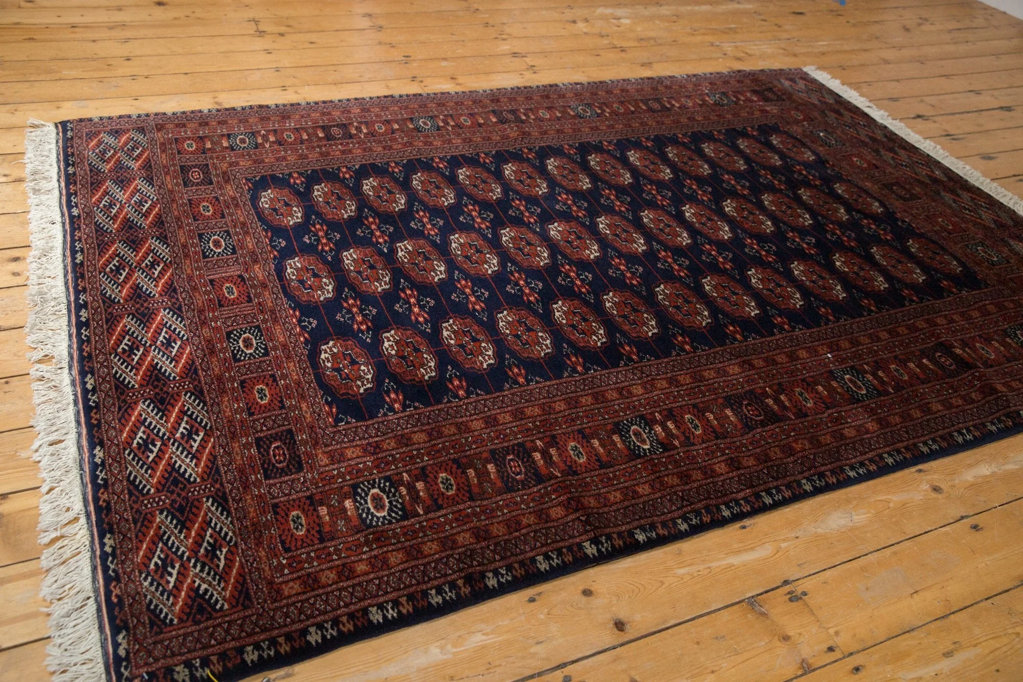 5.5x8 Vintage Fine Pakistani Bokhara Design Carpet - Image 11