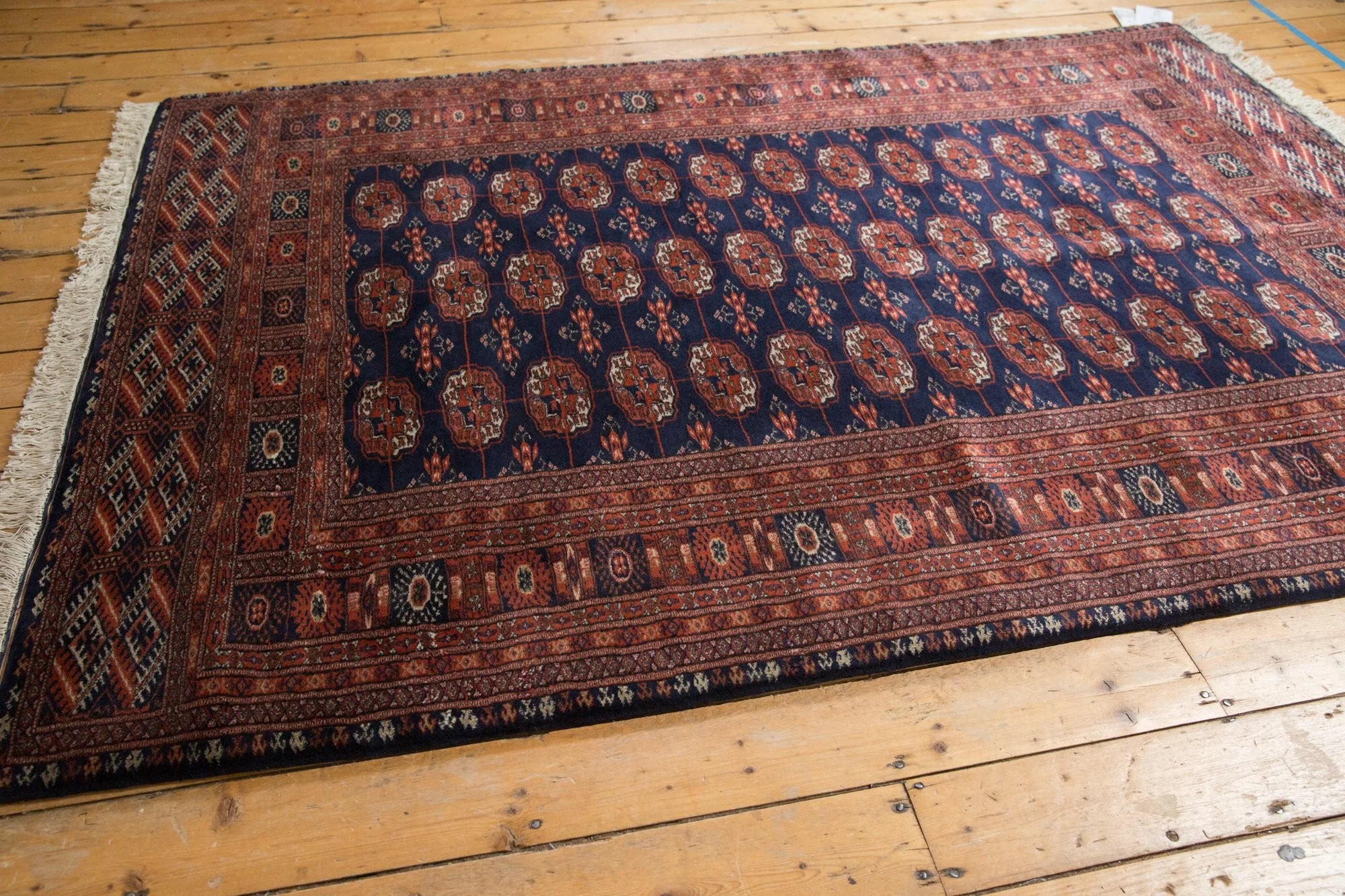 5.5x8 Vintage Fine Pakistani Bokhara Design Carpet - Image 6
