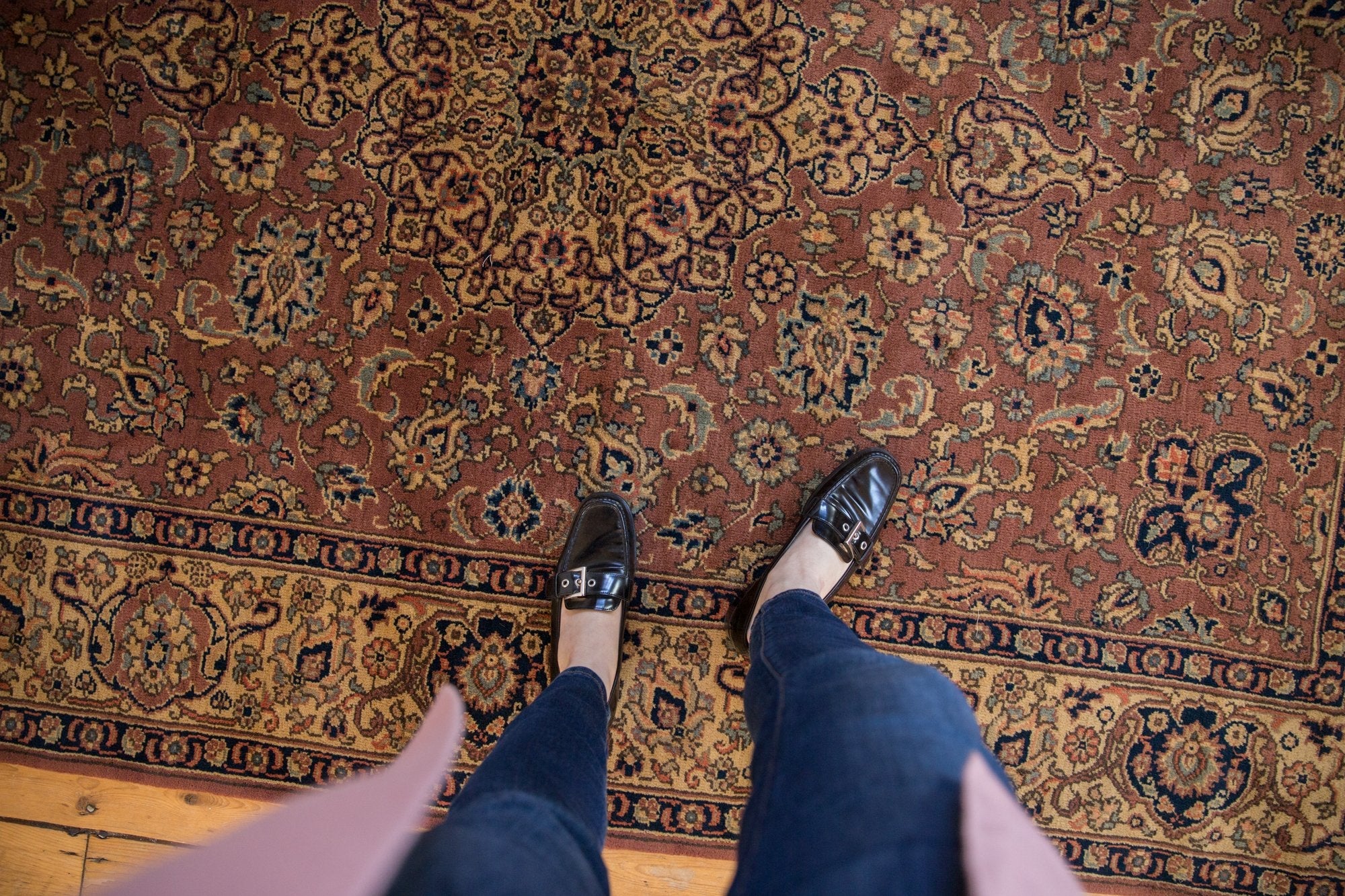 5.5x8 Vintage Romanian Tabriz Design Carpet - Image 2