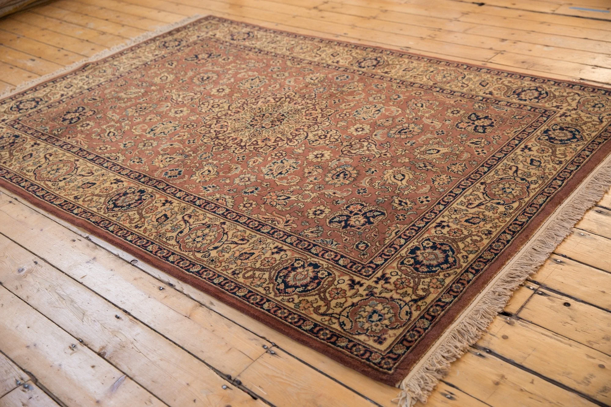 5.5x8 Vintage Romanian Tabriz Design Carpet - Image 4