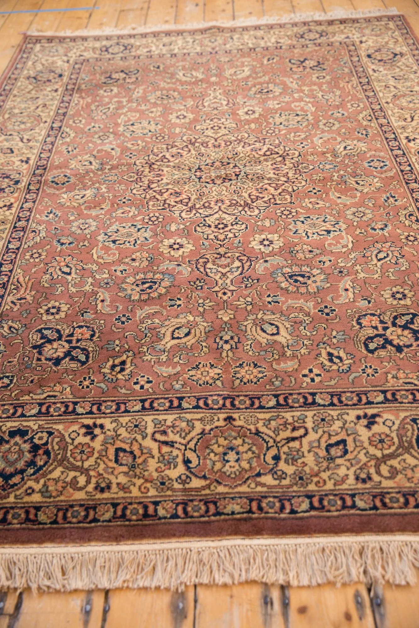 5.5x8 Vintage Romanian Tabriz Design Carpet - Image 5