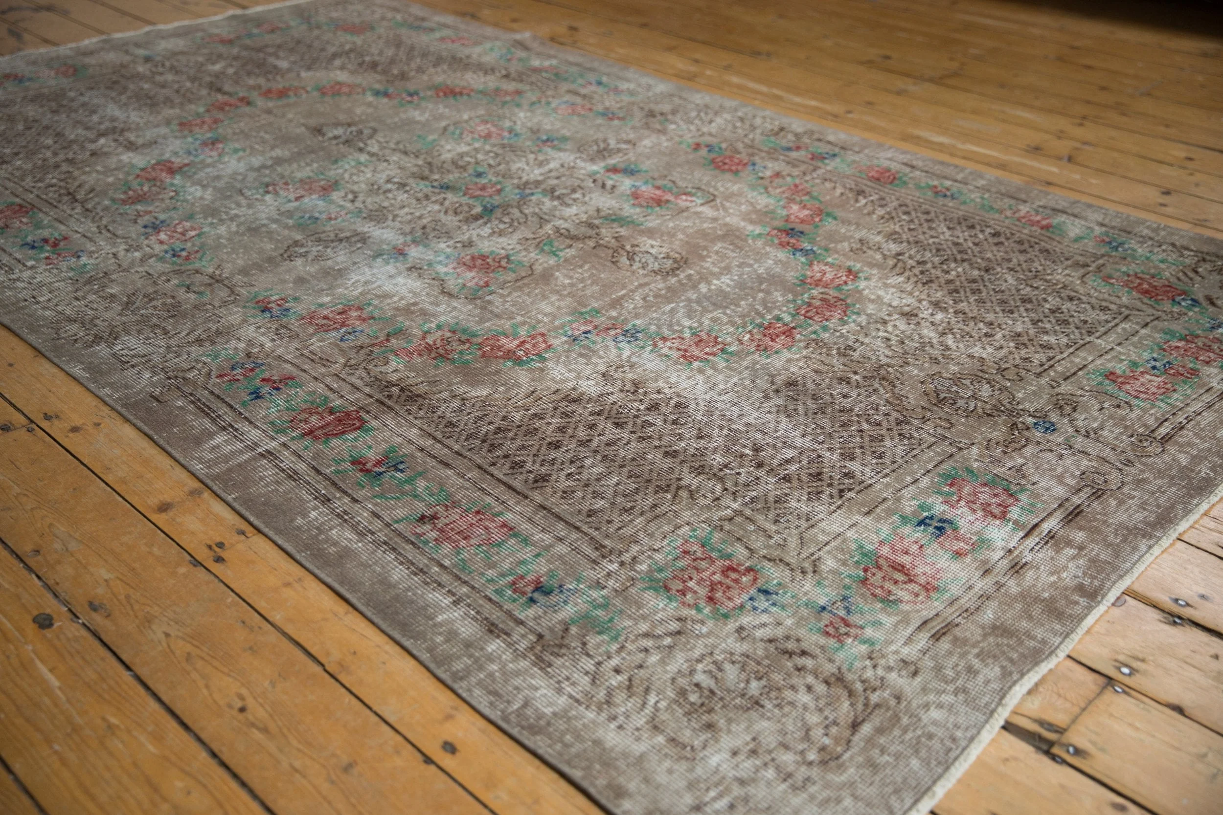 5.5x9.5 Vintage Distressed Overdyed Oushak Carpet - Image 3