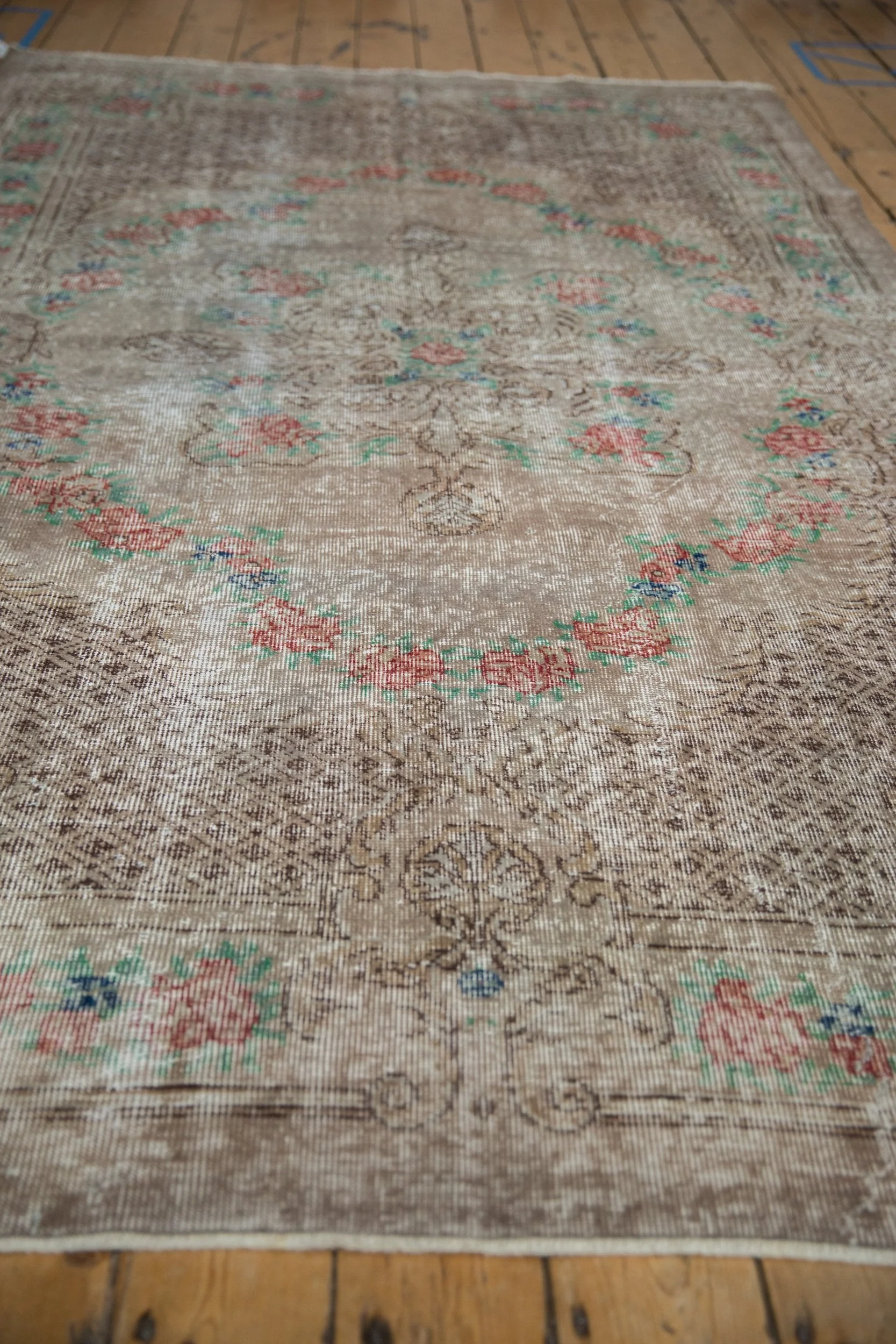5.5x9.5 Vintage Distressed Overdyed Oushak Carpet - Image 5