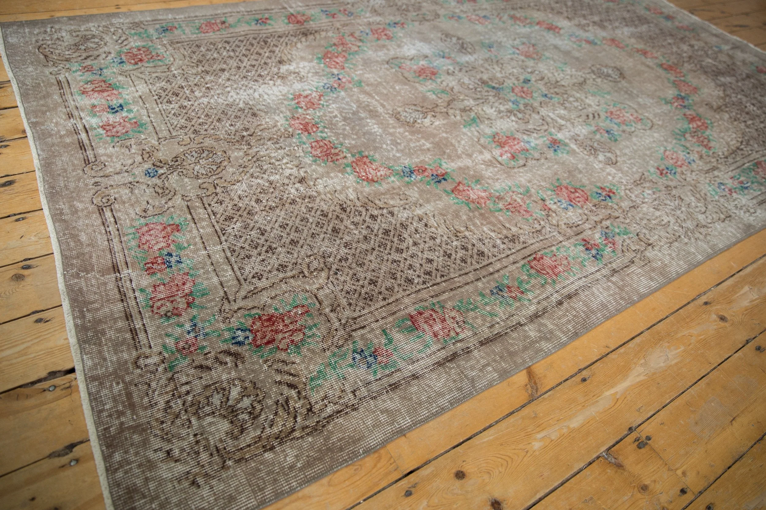 5.5x9.5 Vintage Distressed Overdyed Oushak Carpet - Image 6