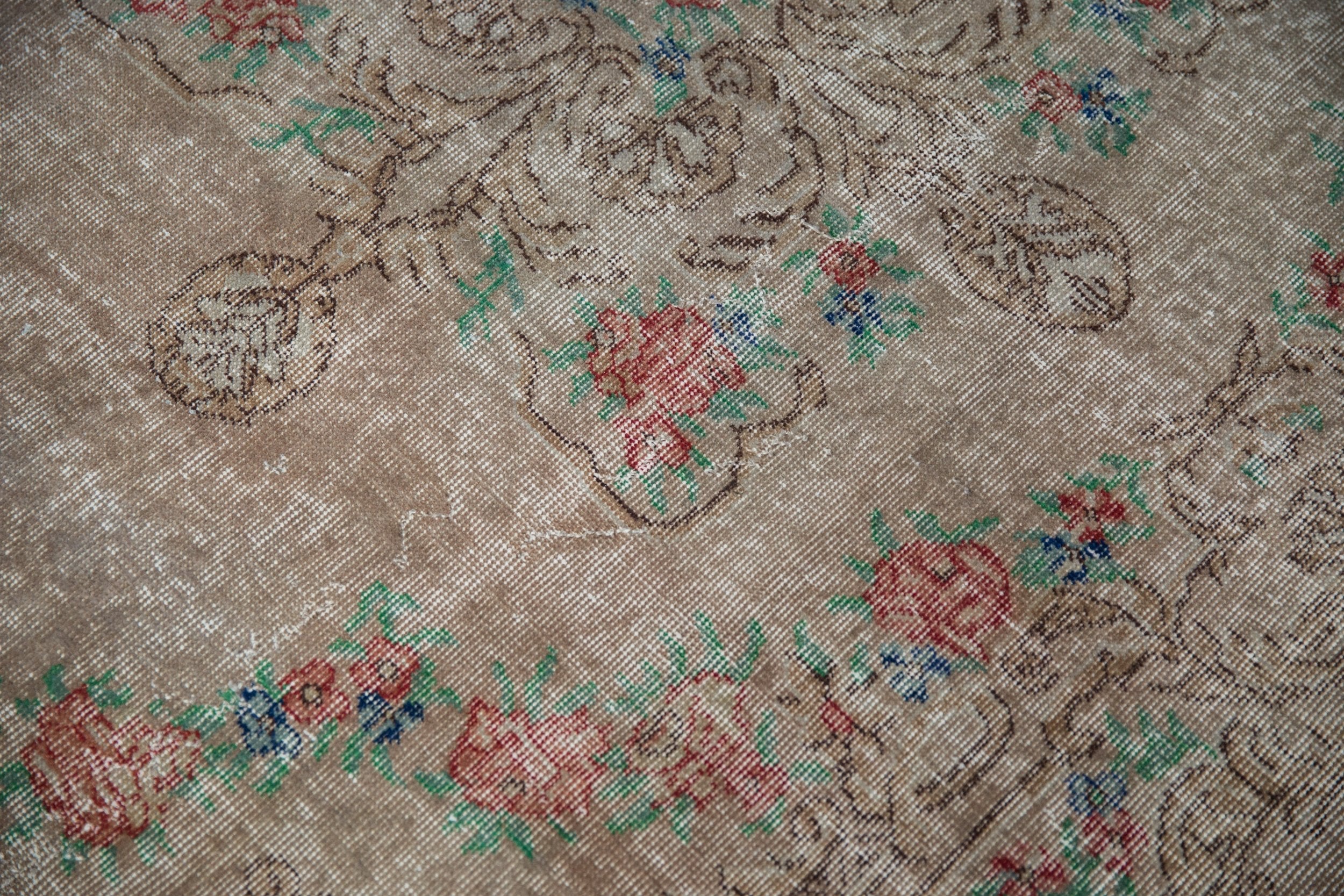 5.5x9.5 Vintage Distressed Overdyed Oushak Carpet - Image 7