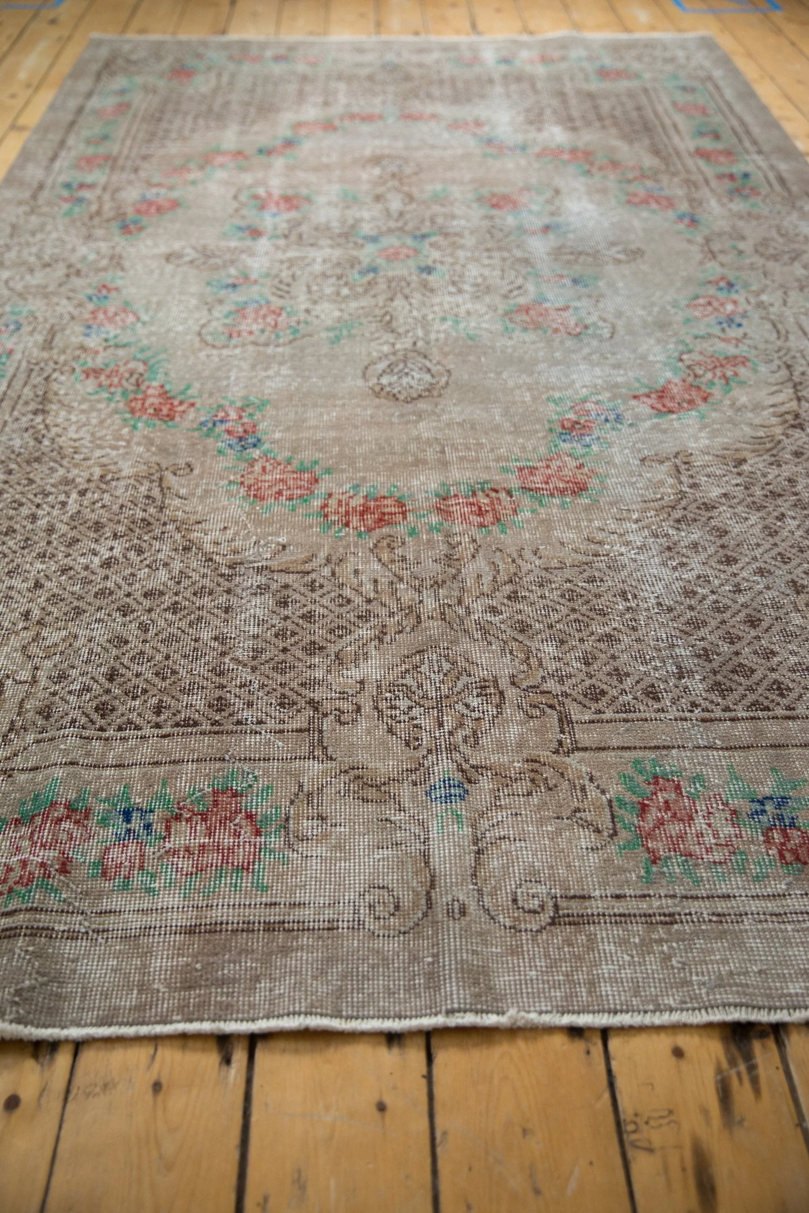 5.5x9.5 Vintage Distressed Overdyed Oushak Carpet - Image 8