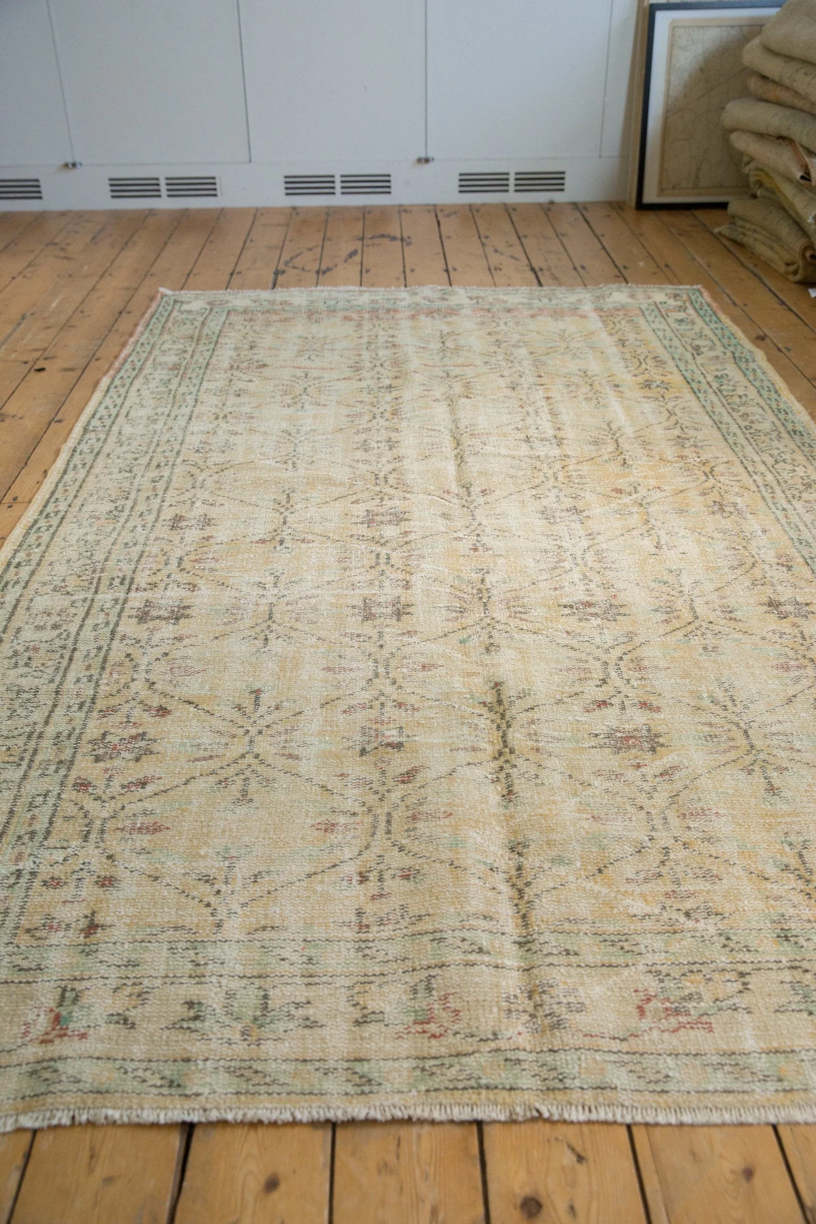 5.5x9 Vintage Distressed Oushak Carpet - Image 9