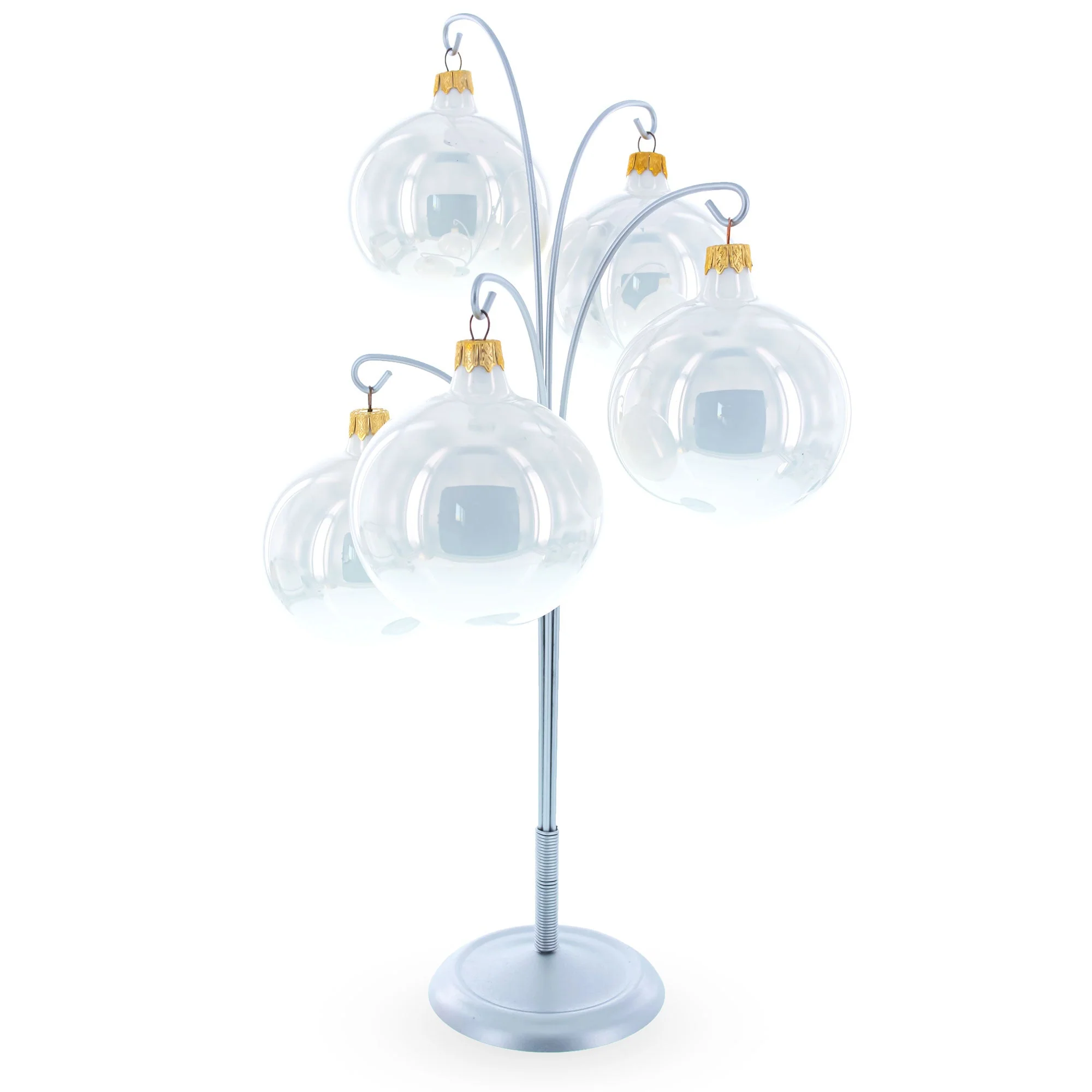 5-Arm Scroll Tree Branches Silver Metal Ornament Display Stand 14.5 Inches (Poland) - Image 2