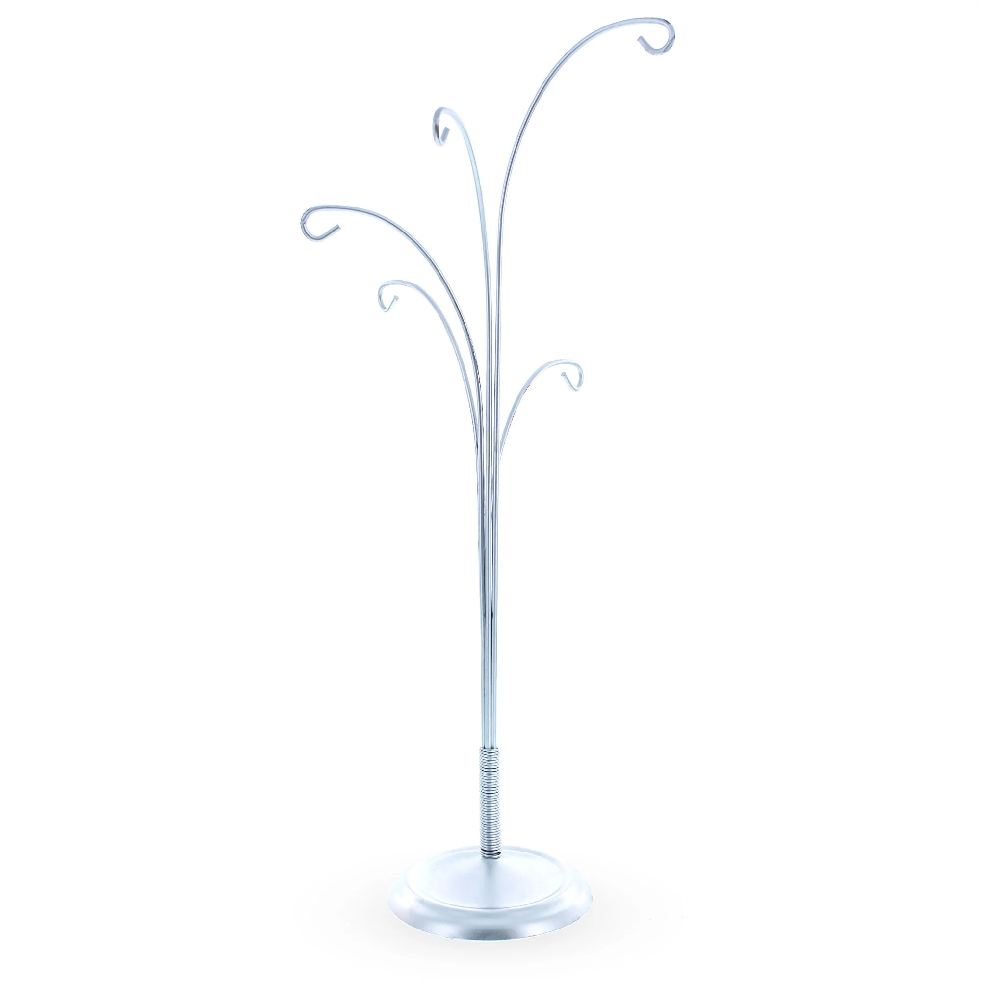 5-Arm Scroll Tree Branches Silver Metal Ornament Display Stand 14.5 Inches (Poland) - Image 3